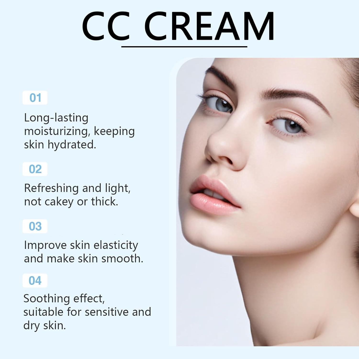 CC Cream for Older Women, Hydrating & Nourishing CC Cream Foundation, Long Lasting Face Concealer, Full Coverage Tinted Moisturiser for a Natural Look, Brightening for All Skin Types (Natural*1) image number 1