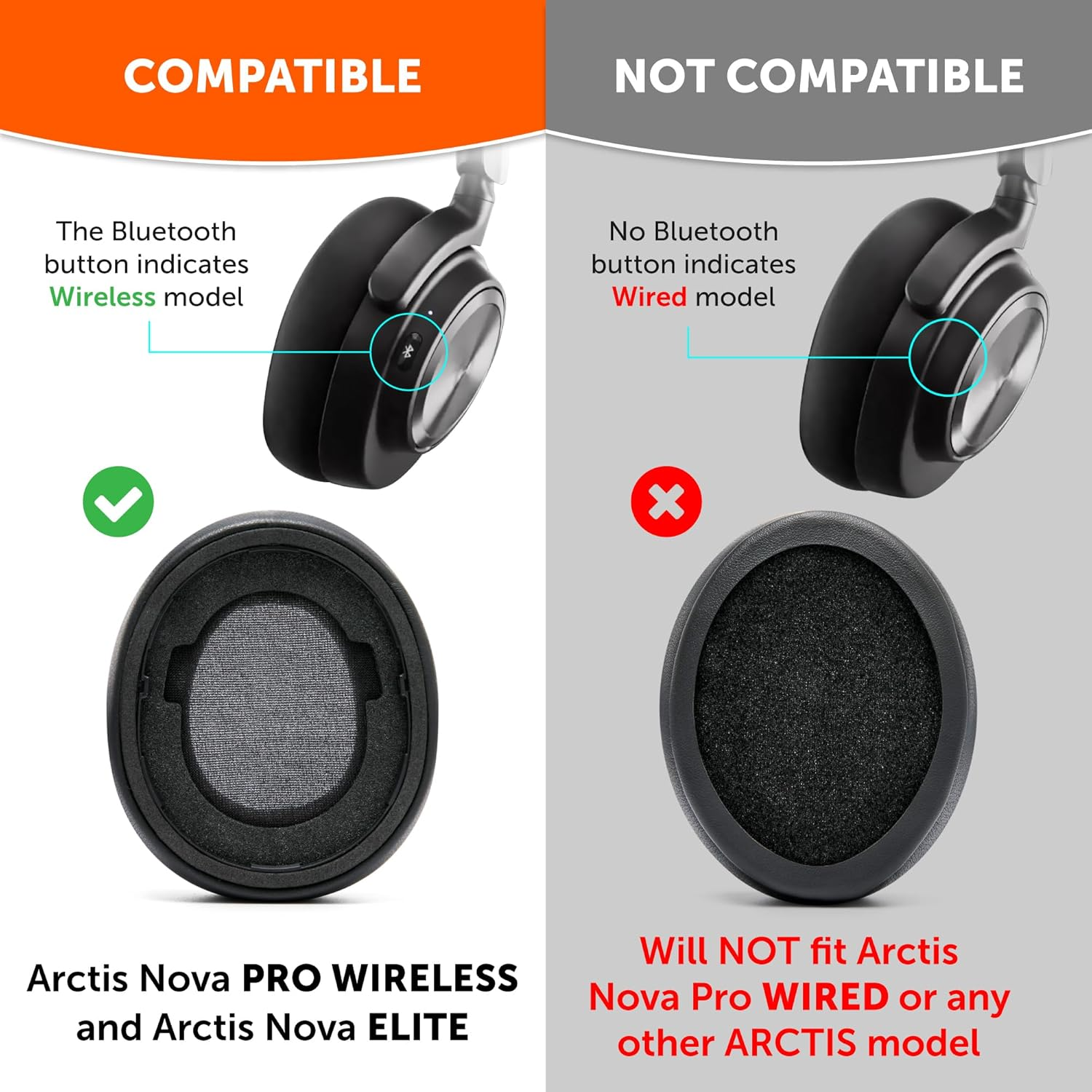 WC Freeze Nova Pro Wireless - Cooling Gel Earpads for Arctis Nova Pro Wireless & Nova Elite (Doesn&rsquo;T Fit Other Models), by Wicked Cushions, Extra Thick & Comfortable | Black - Black image number 6