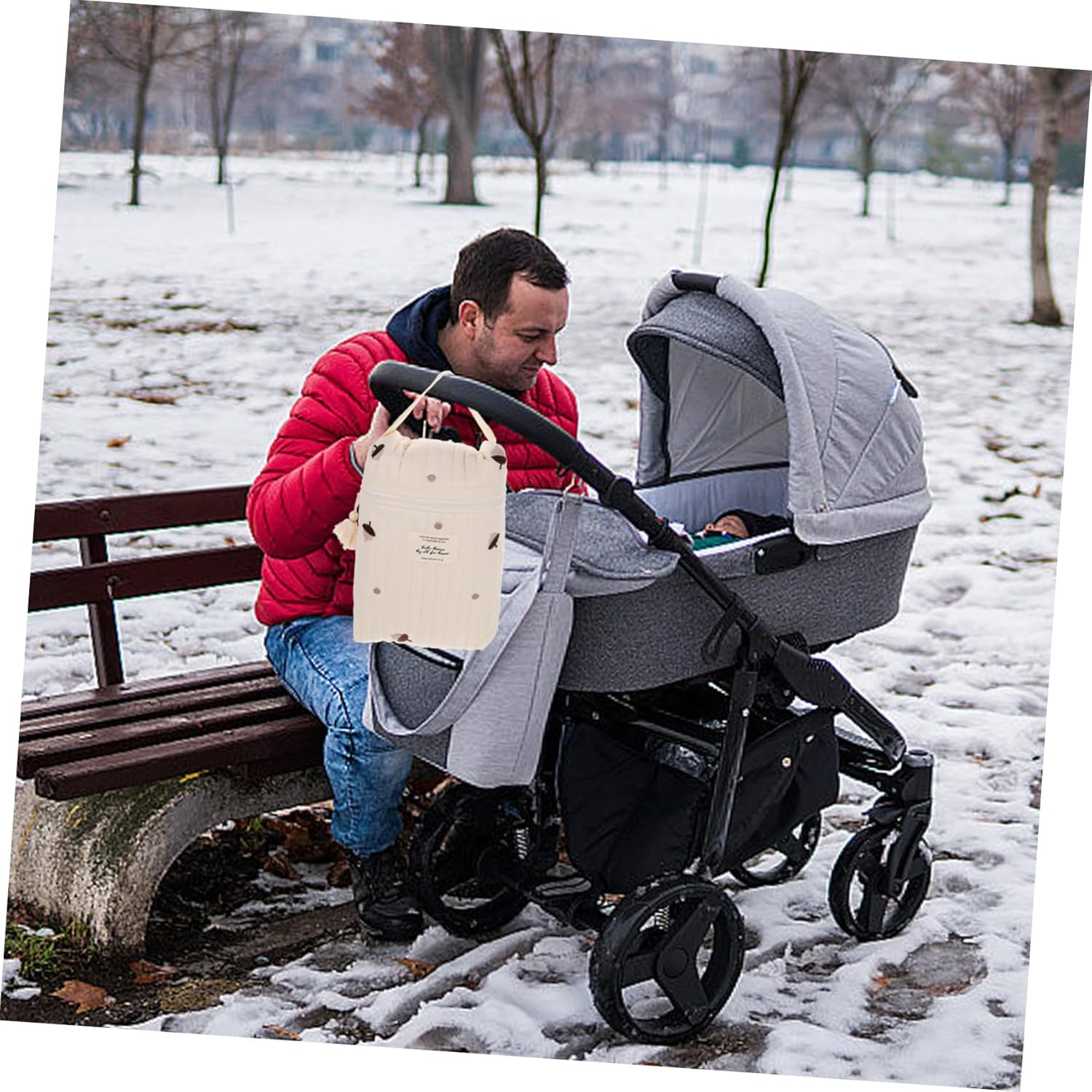 Portable Diaper Bag Tote Nappy Changing Bag for Mom Stroller Hanging Storage image number 3