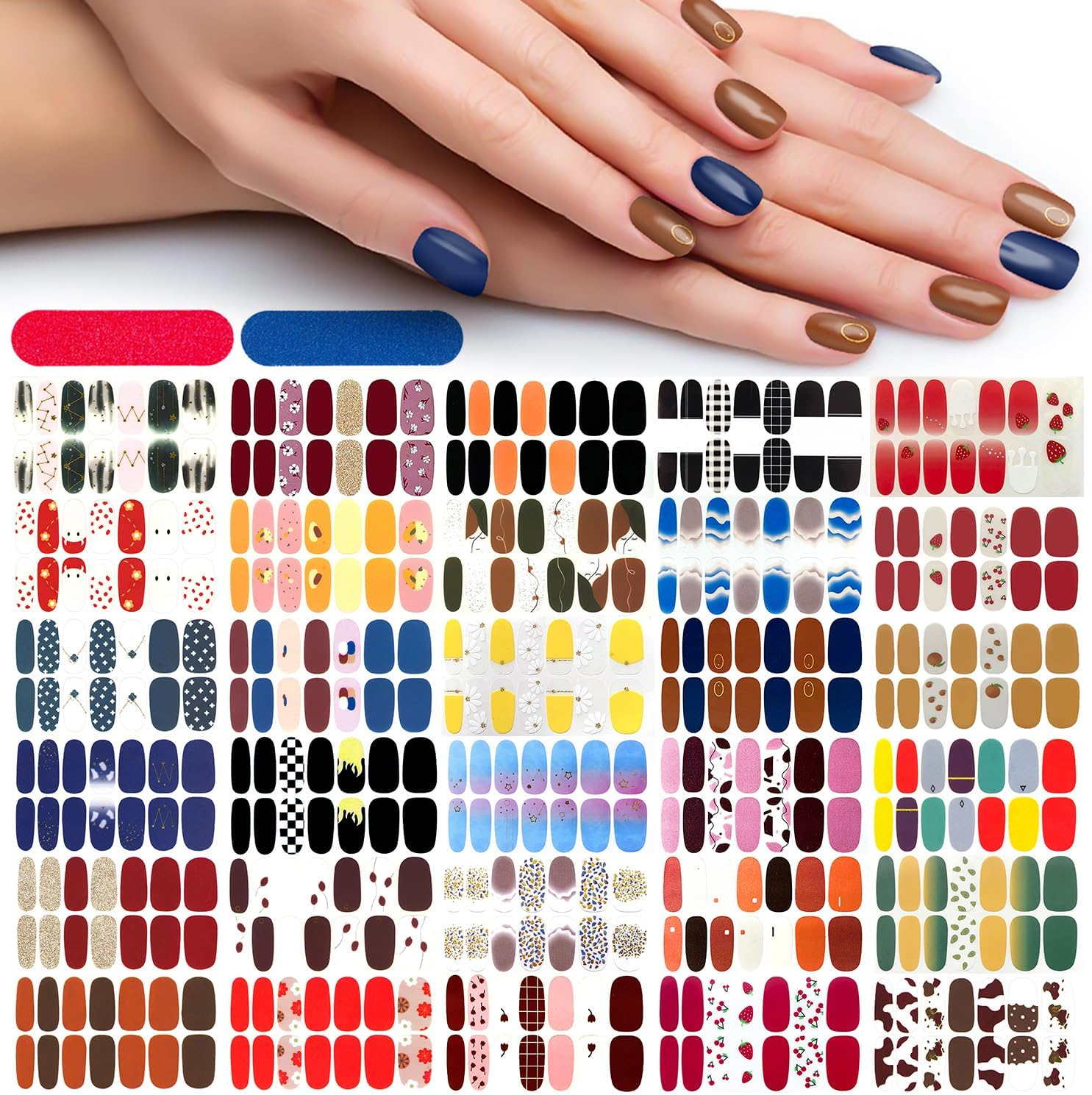 DANNEASY 30 Sheets Nail Polish Strips Full Nail Wraps for Women Gel Nail Strips Self Adhesive Nail Polish Stickers Stick on Nails Fingernails Manicure Sticker Nail Art Accessories with Nail File image number 3