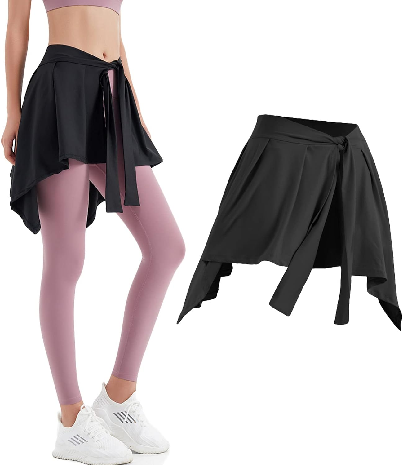 Lopsity Women Yoga Ballet Tennis Jogging Skirts Tie up Skirts Yoga Sport Wrap Short Skirt Cover up Running Wrap Athletic Skirt image number 1