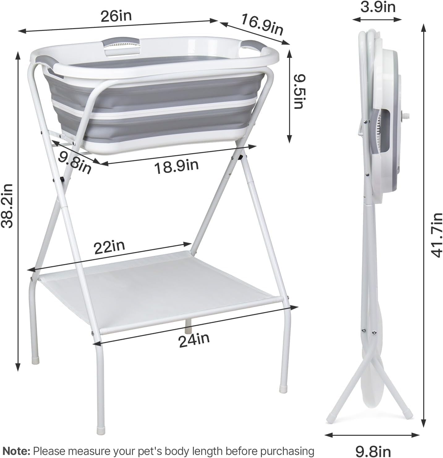 2 in 1 Dog Bath Tub Dog Washing Station for Bathing and Grooming, Elevated Collapsible Foldable Portable Shower Bathtub for Small Dogs Cats Pet, Indoor and Outdoor image number 4