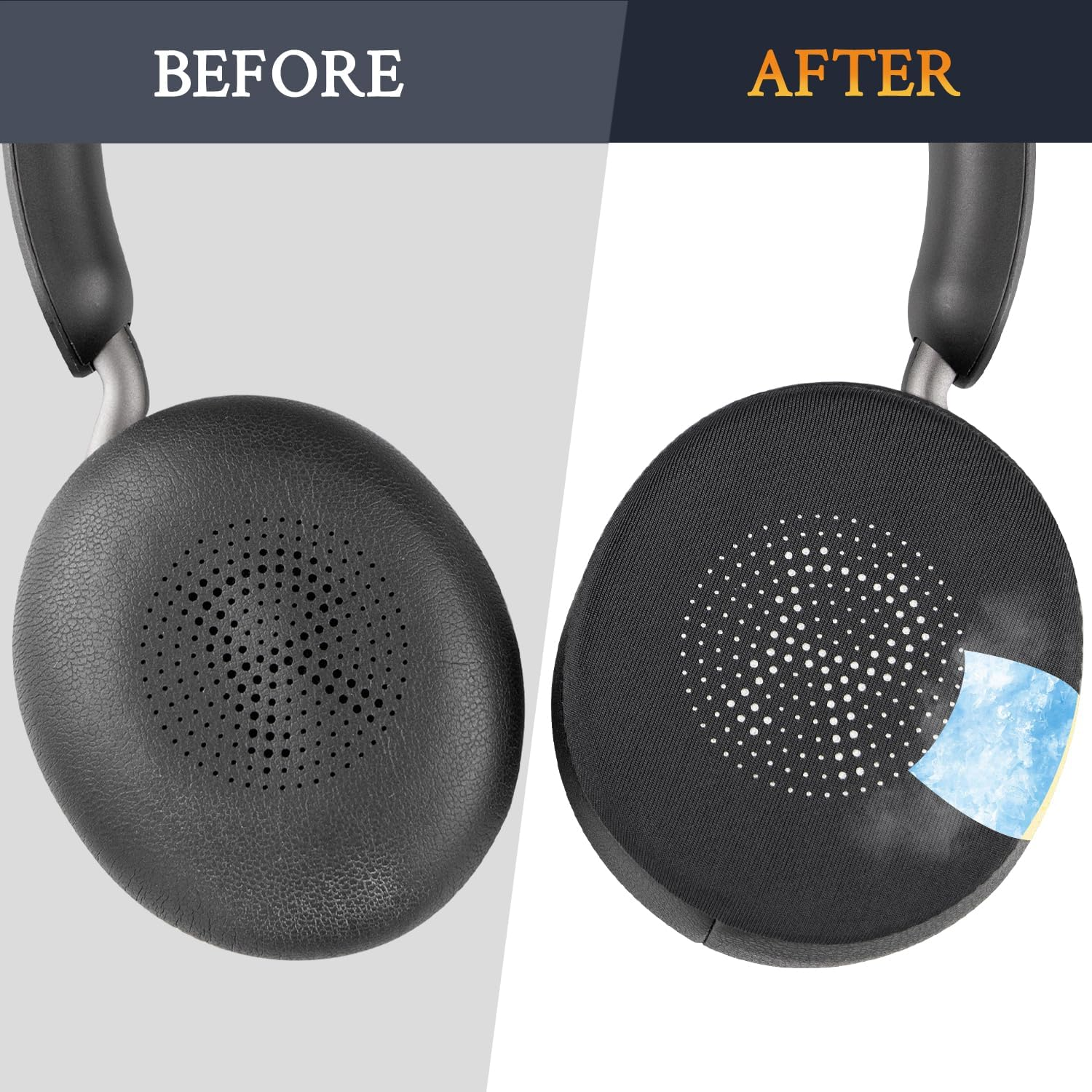 SOULWIT Cooling Gel Earpads Replacement for Jabra Evolve2 65 (Evolve 2 65MS 65UC MS Uc)/Evolve2 40 (40UC 40MS Usb)/Elite 45H On-Ear Wireless Headset, Ear Pads Cushions with Ice Silk Fabric - Black image number 5