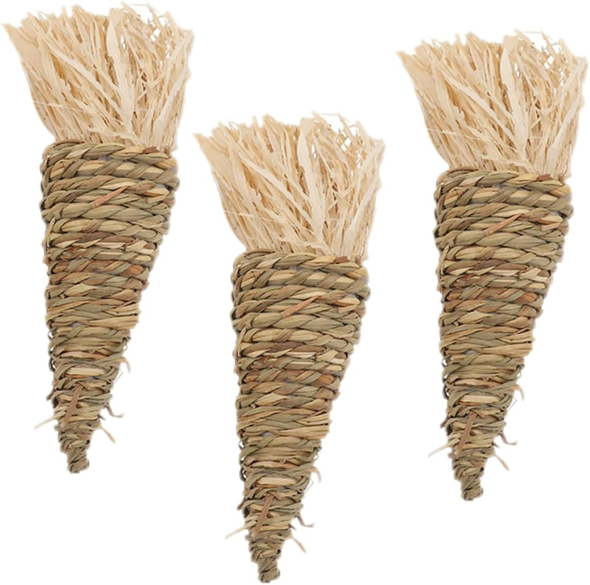 Levemolo 3Pcs Carrot Toy for Rabbit Guinea Pig Hamster Chewable Supply Hay for Bunny Enrichment Small Animal Molar Toy image number 6