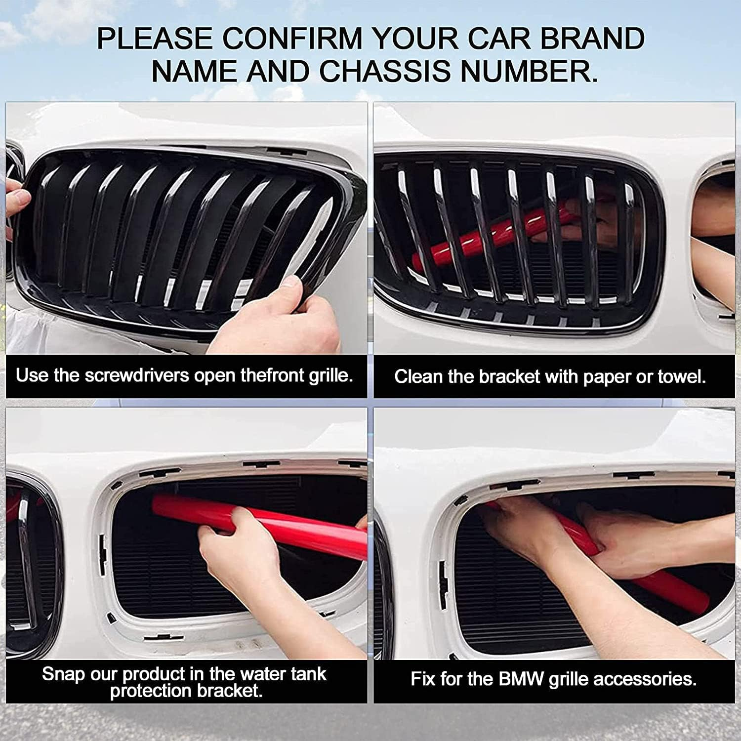 Grill Stripes for BMW 1 3 4 5 7 Series Accessories F20 F21 F22 F30 F31 F35 G11 G12 G14 G30 G31 Grille Insert Trim Covers (Blue)