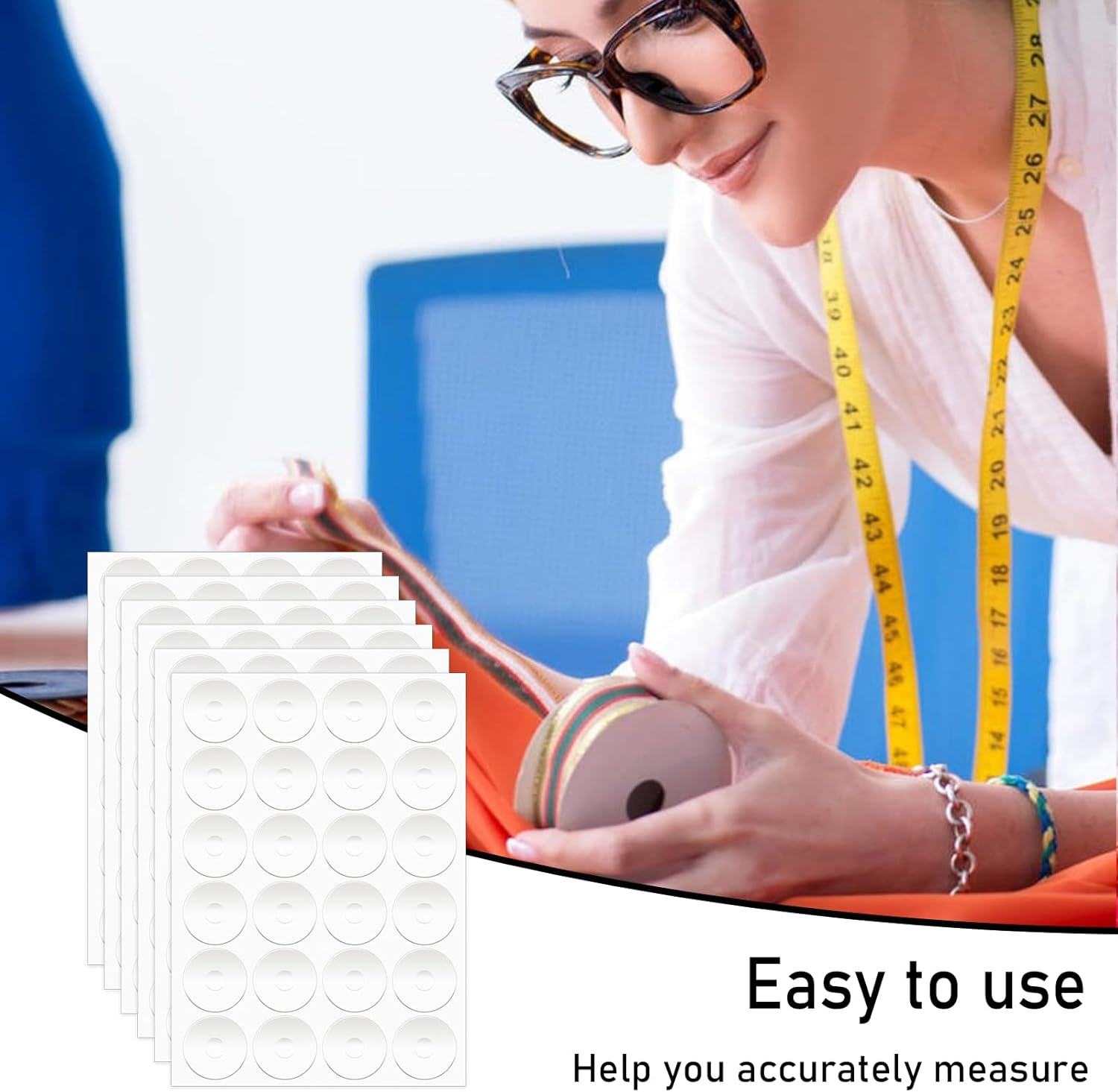 144Pcs Non-Slip Silicone Grips for Quilt Templates, Adhesive Rings for Quilting and Sewing Rulers, Non-Slip Ruler Grip Rings with Adhesive Backing image number 5