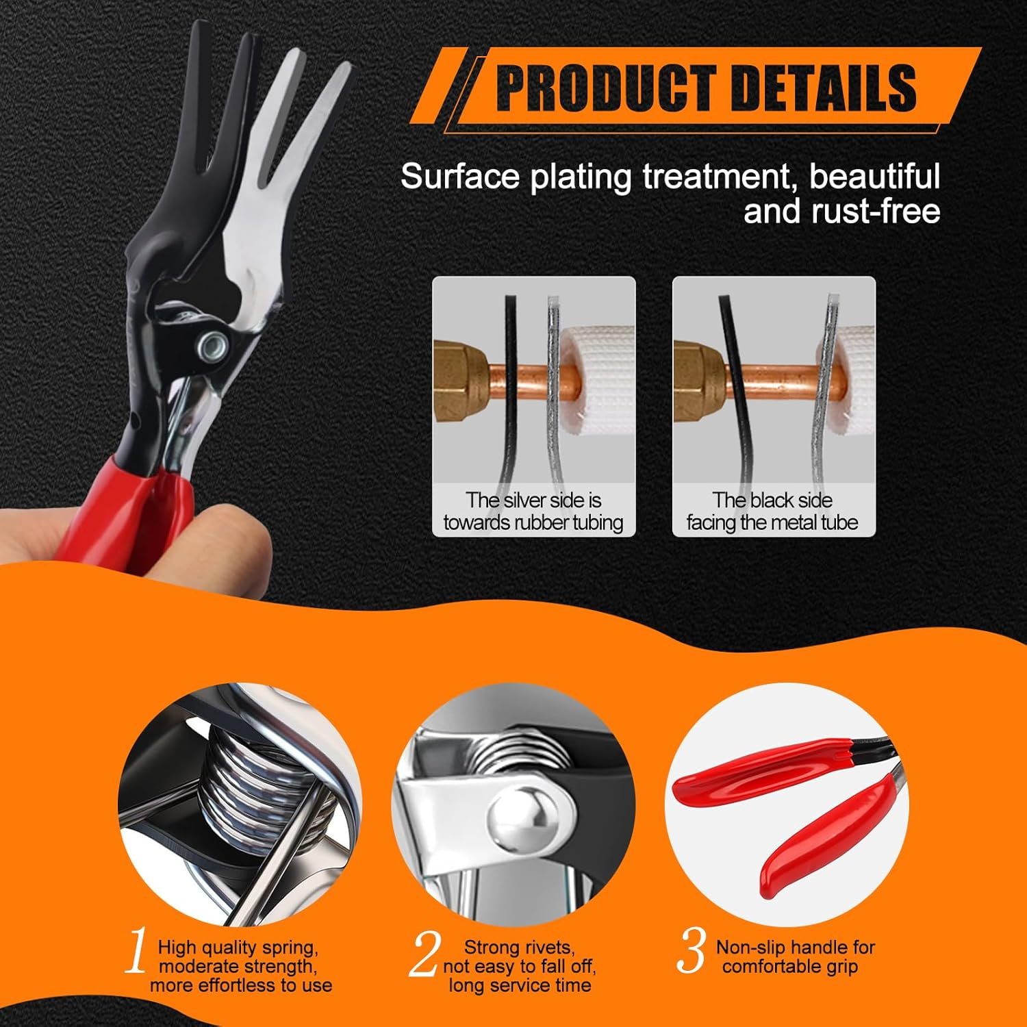 YOSHINE Electrical Disconnect Pliers, Automobile Hose Remover Pliers, Automotive Electrical Connector Pliers for Push Tab Style Plugs, Automobile Fuel and Vacuum Line Tube Hose Removal Pliers image number 4