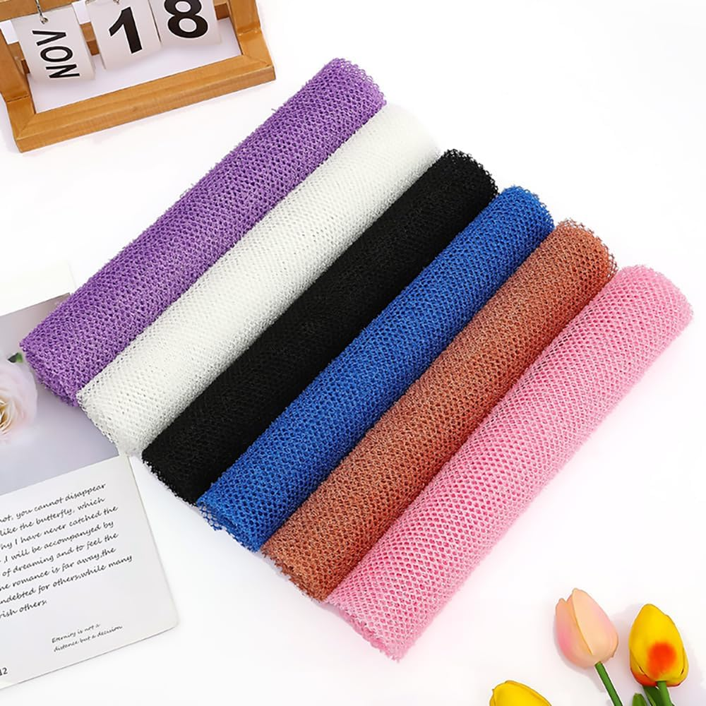 African Exfoliating Net for Body 2Pcs African Shower Sponge Scrubber Authentic Extra-Large Exfoliating Bath Cloth for Back, Legs and Scalp Premium African Bath Sponge for Smooth Skin (Black+Blue,80X30Cm)