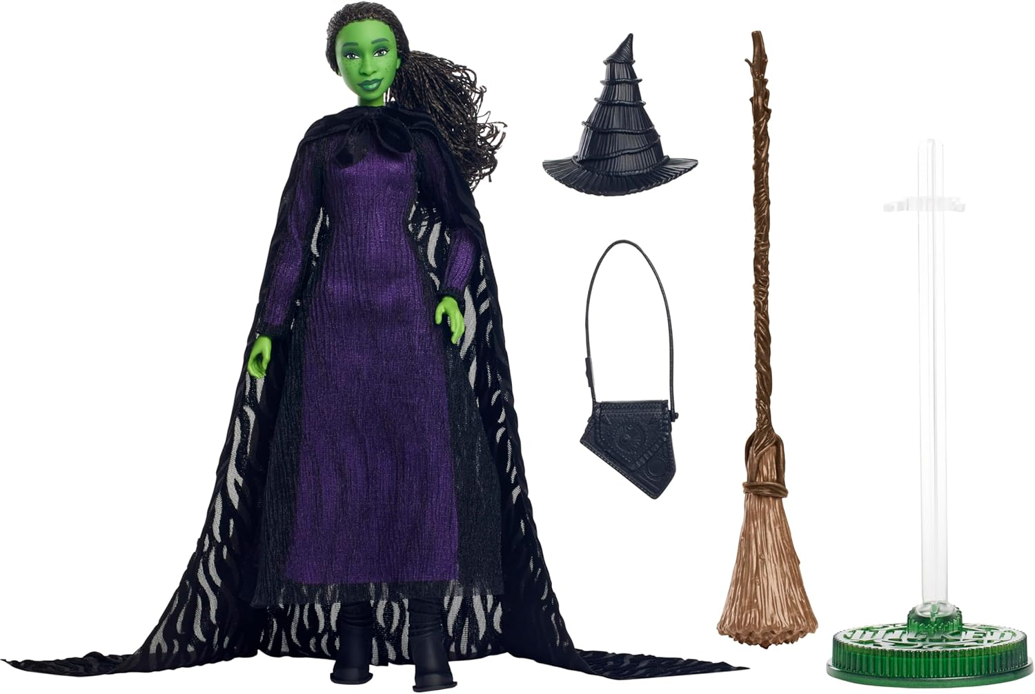Mattel Universal Wicked Deluxe Elphaba Fashion Doll & Accessories, Movie-Inspired Look with Braided Hair & Posability image number 1