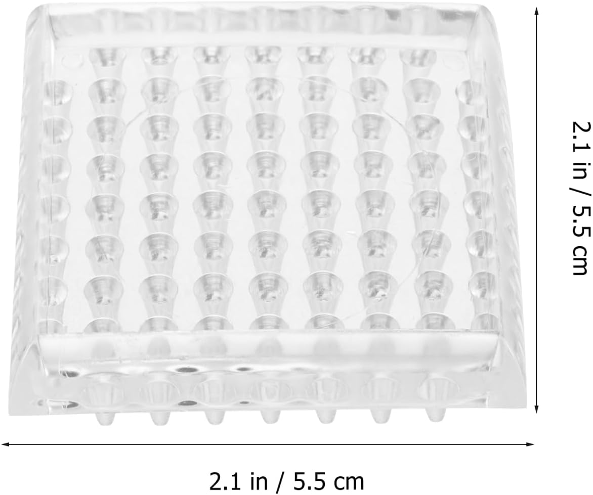 Angoily 4Pcs Transparent Furniture Grippers with Teeth, Anti-Slip Chair Leg Pads, Carpet and Wooden Floor Protector, 48Mm Square Design for Table and Sofa image number 2