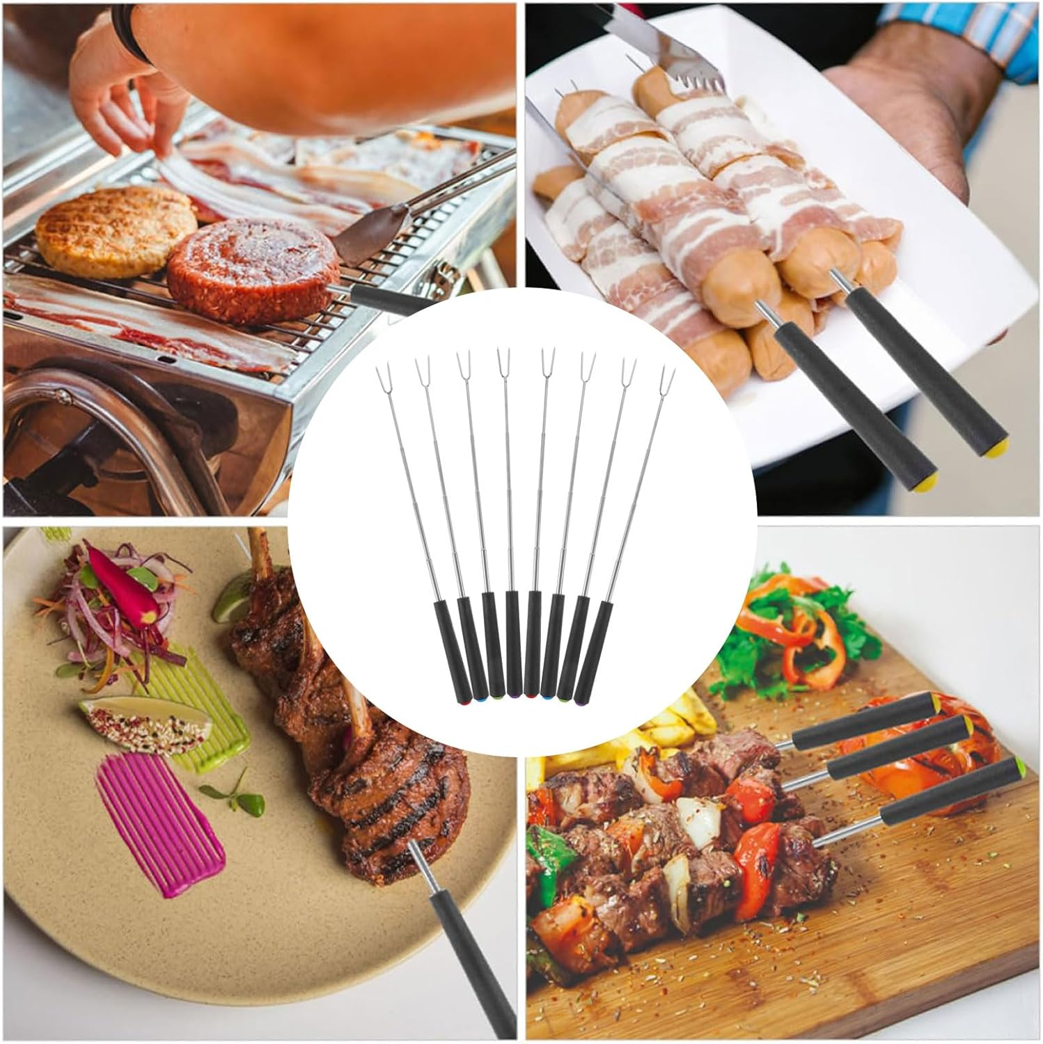 Marshmallow Roasting Sticks, Telescoping Smores Sticks for Open Fire Pit, 11.7 Inch Long Marshmallow Toasting Barbecue Forks S&rsquo;Mores Skewers for Campfire Camping Hotdog Hot Dog Bonfire Grill, 8 Pack image number 4