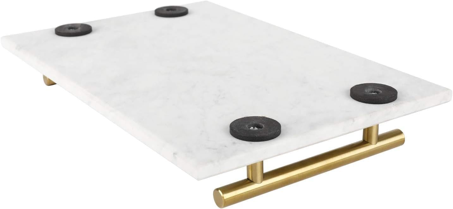 Marble Stone Decorative Tray, Bathroom Vanity Tray, Marble Tray with Gold Handles, Catchall Key Perfume Tray for Counter, Vanity, Dresser, Nightstand, Desk image number 3