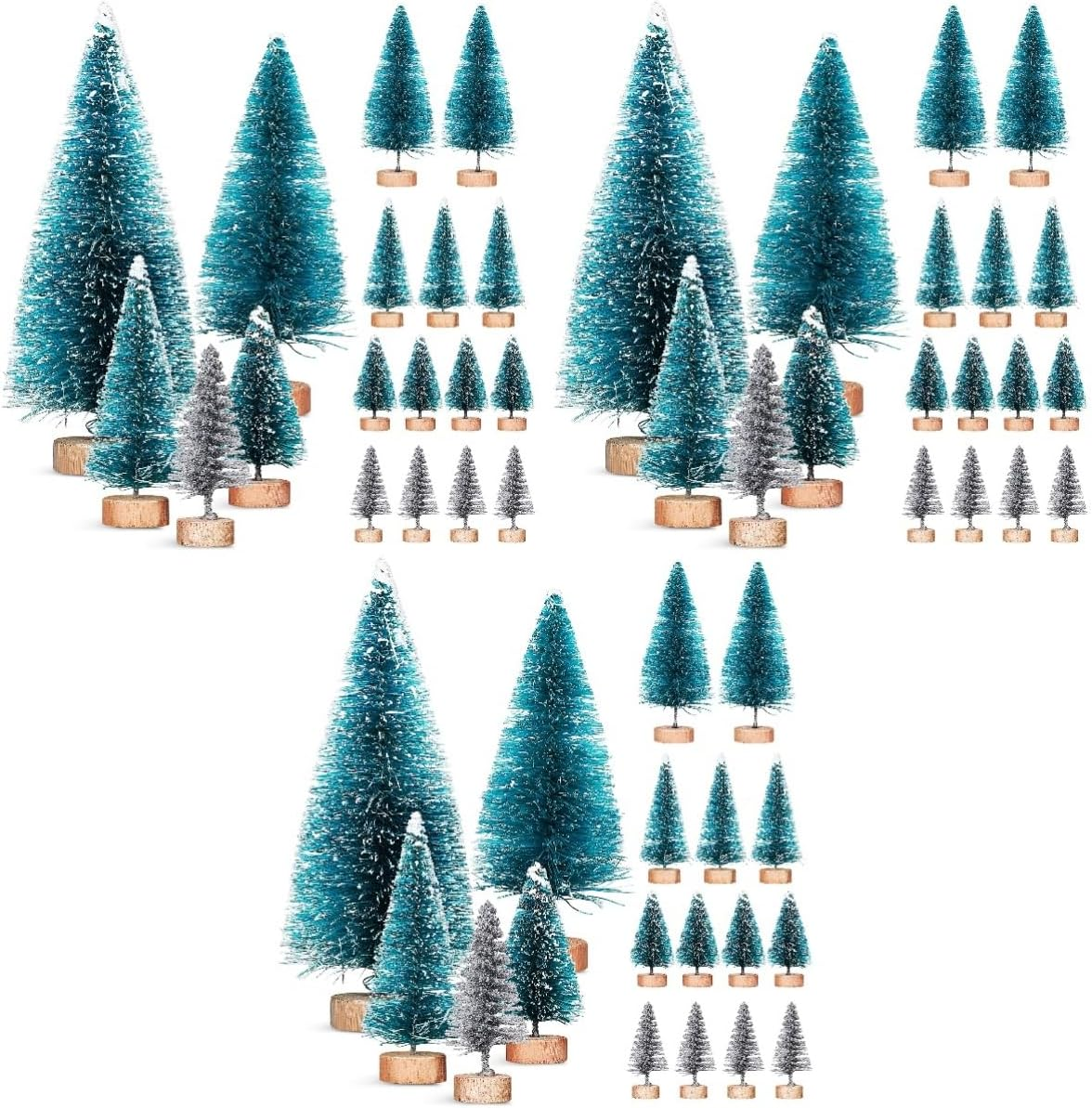 Ciieeo 84Pcs Mini Sisal Frost Trees Plastic Christmas Trees Ornaments for Desktop and Use