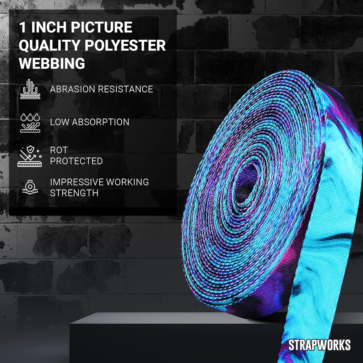 Strapworks Print Poly Webbing - Utility Strap for Outdoor Activities, Crafts, Dog Leashes - 1 Inch X 10 Yards, 5 Colorful Prints image number 5