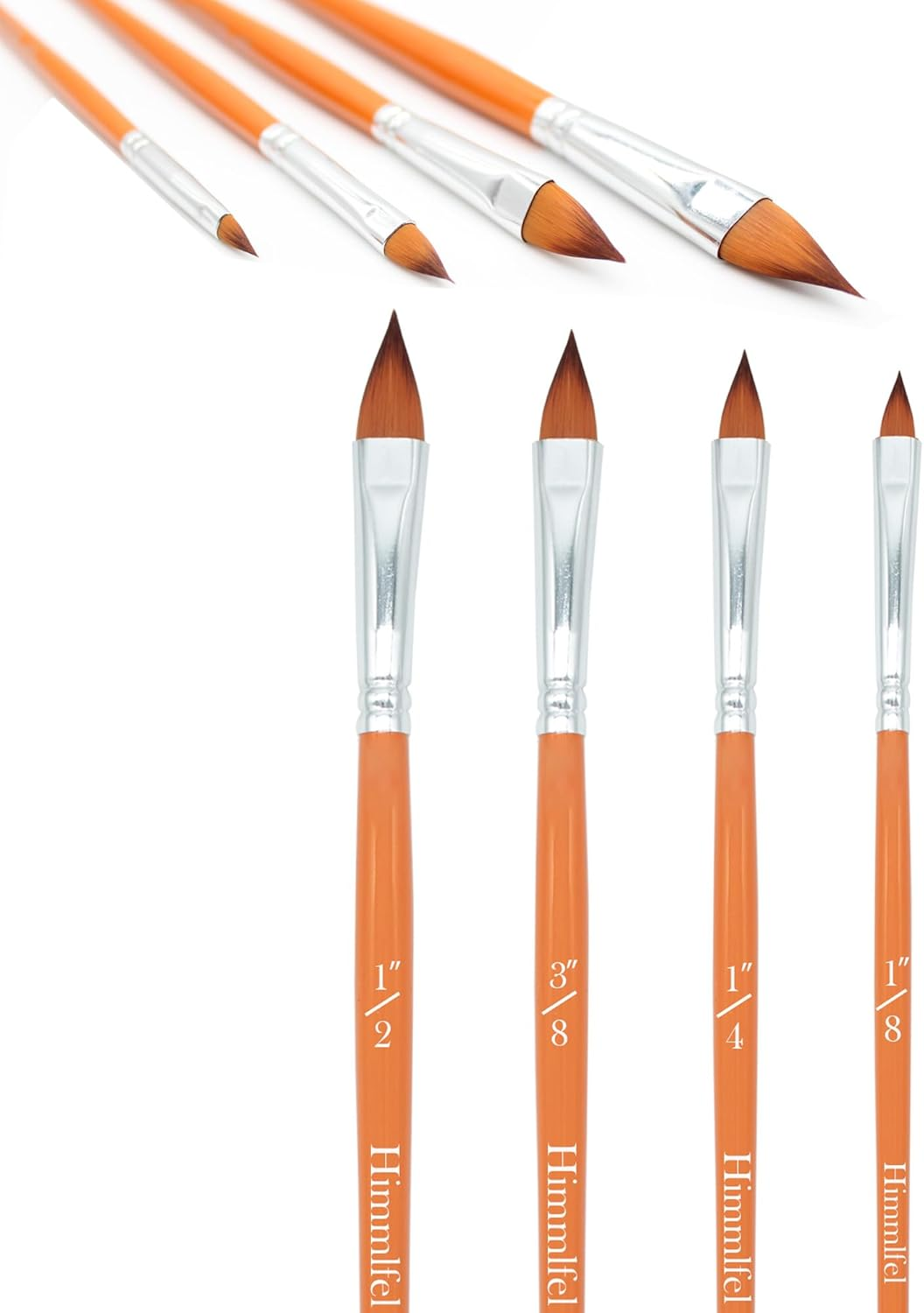 Cat Tongue Brush Set, 4 Pcs Pointed Oval Brushes for Painting Leaves, Stems, Flower Petals and More. Acrylic, Watercolor, Oil and Gouache Brushes for Artists and Beginners image number 1