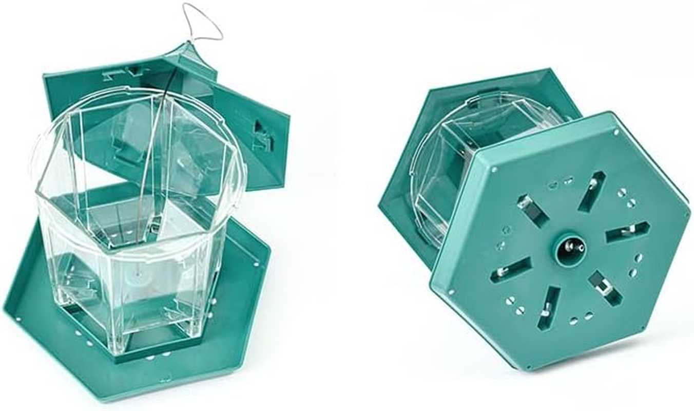 AIMALL Garden Hanging Wild Bird Feeder Birds Gazebo Shape Container Waterproof Outdoor, 9X8 In, Sturdy Plastic, Easy Fill/Clean, Green and Transparent - Green image number 7