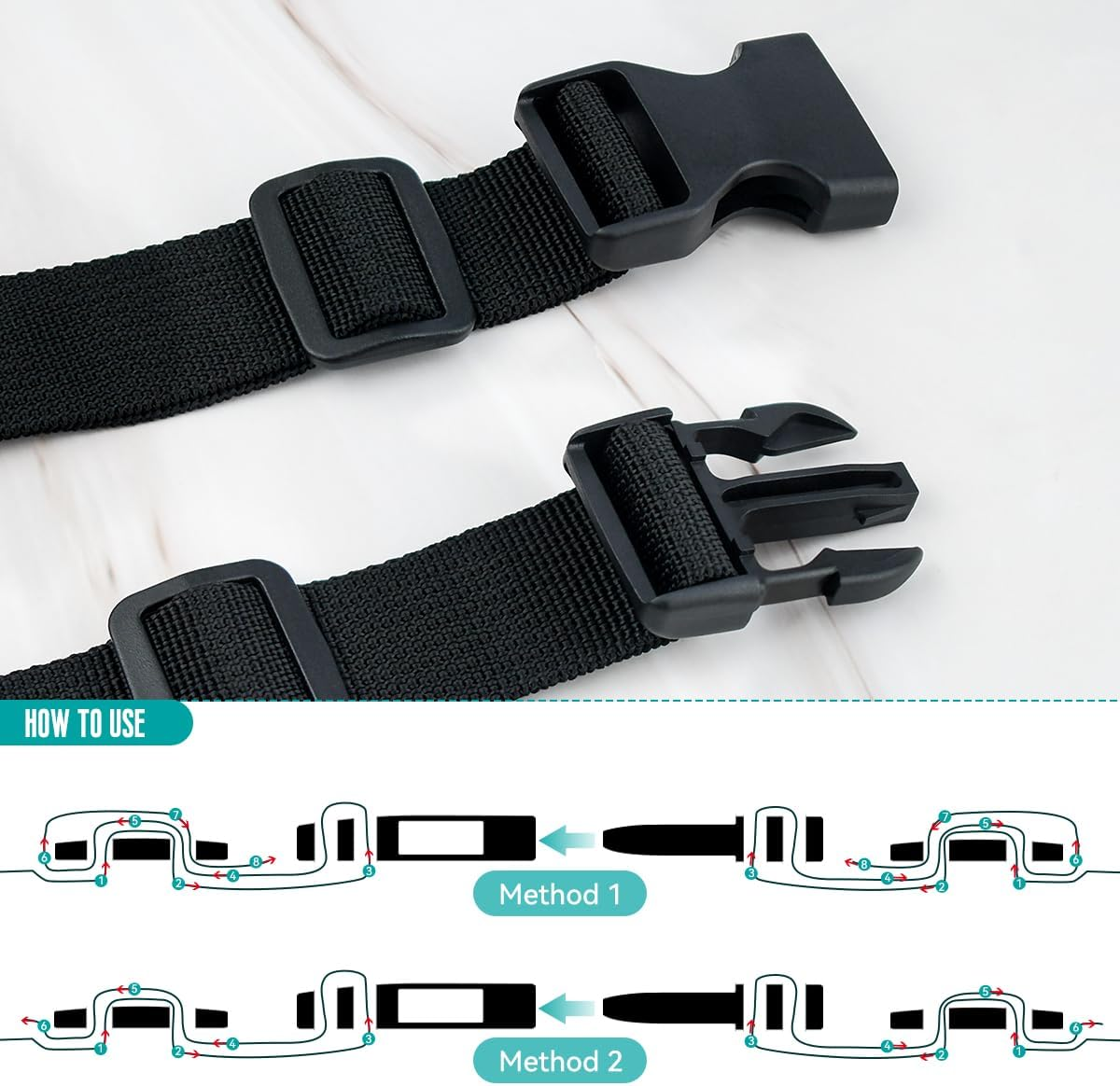 10 Set 1 Inch Buckles for Straps with 20 Pcs Tri-Glide Slide Clip, Quick Side Release Plastic Buckle Clip, Fit 1 Inch Wide Nylon Webbing Canvas Strap (Black), Black