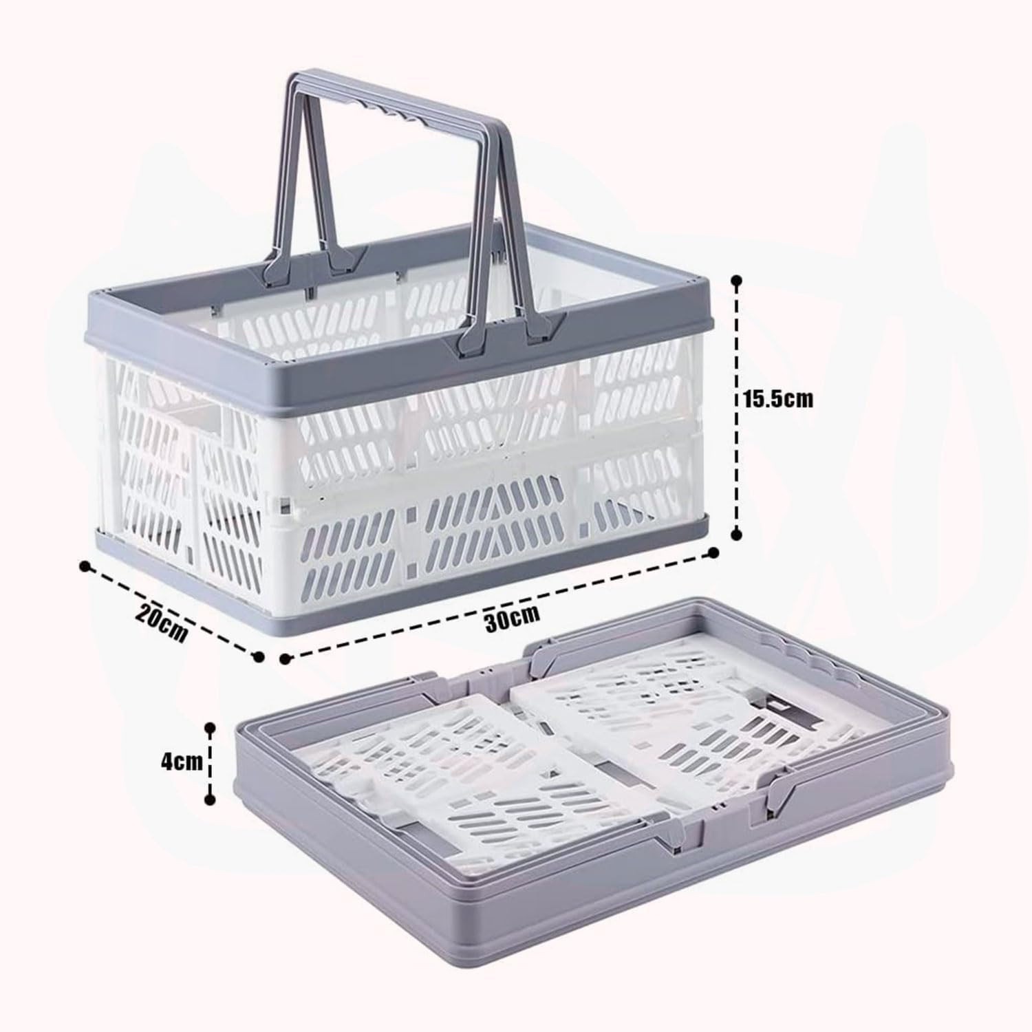 YIRANJIA 2-Pack 9L Collapsible Storage Crates - Foldable Handle Baskets for Picnics, Shopping & Camping (Blue, 30.5X20.5X16.5Cm) image number 4