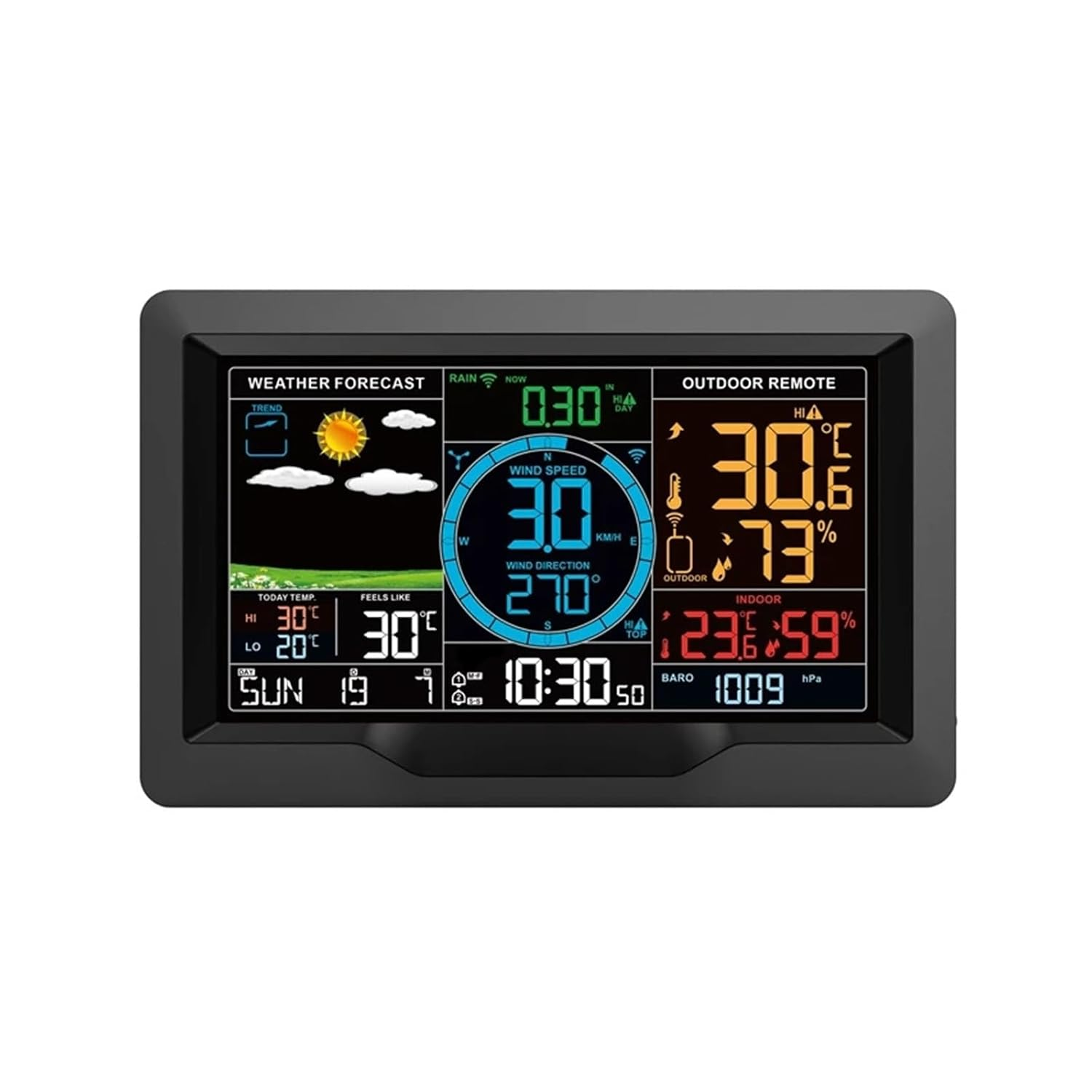 Professional Color Weather Station In/Outdoor Wireless Hygrometer Thermometer Rainfall Gauge Wind Speed Direction Forecast Clock