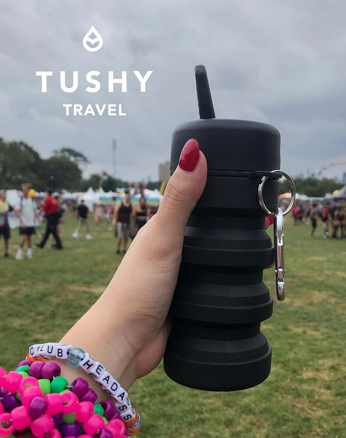 Tushy Travel Bidet: Collapsible & Expandable for Discreet Portability | Refreshing Clean for Camping, Outdoors & Travel (Peri Bottle for Postpartum Care, Helps with Hemorrhoid Relief), Jet Black image number 2