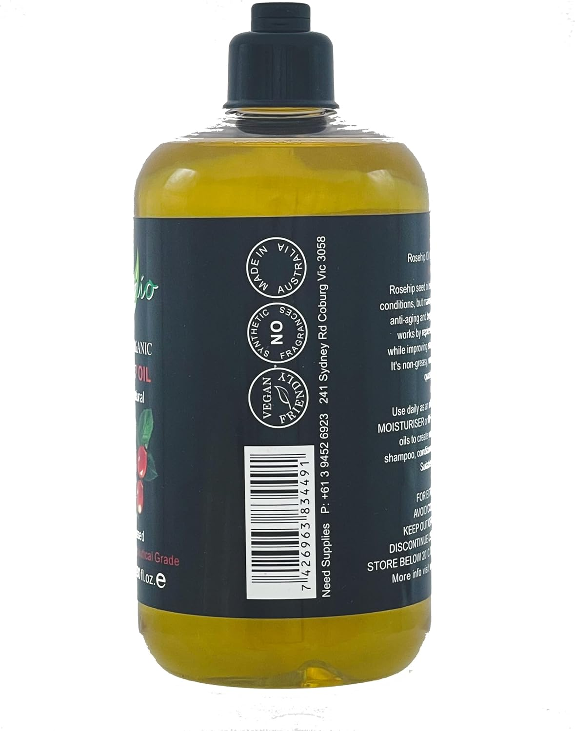 Organic Rosehip Oil Cold Pressed 100% Pure Natural Virgin Rose Hip Face,Skin Oil (Without Pump, 500Ml)