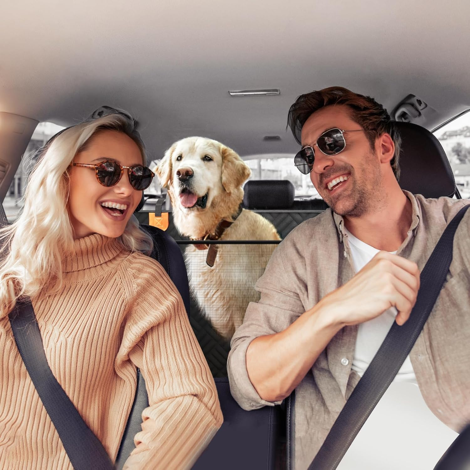 Aymxcls Dog Car Seat Cover for Back Seat, Hard Bottom Back Seat Extender for Dogs, Back Seat Pet Cover, Dog Hammock for Car SUV and Trucks - Supports 160Kg