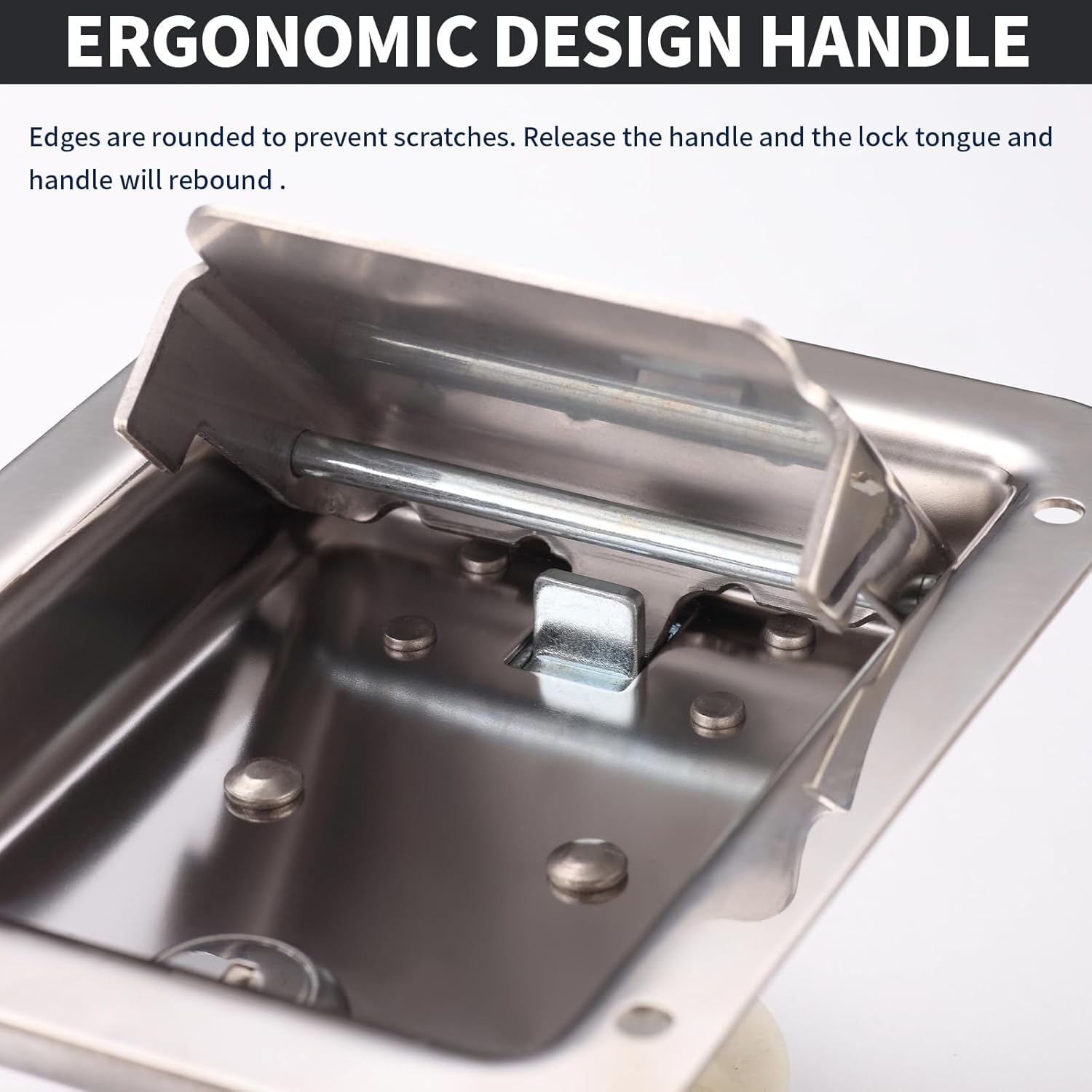 Loclink Truck Tool Box Lock Replacement Kit, Stainless Steel Locking Paddle Latch for Truck Bed Toolbox Handle, Trailer Door, RV, Camper, ATV, UTV, 140 * 108Mm with Keys image number 3