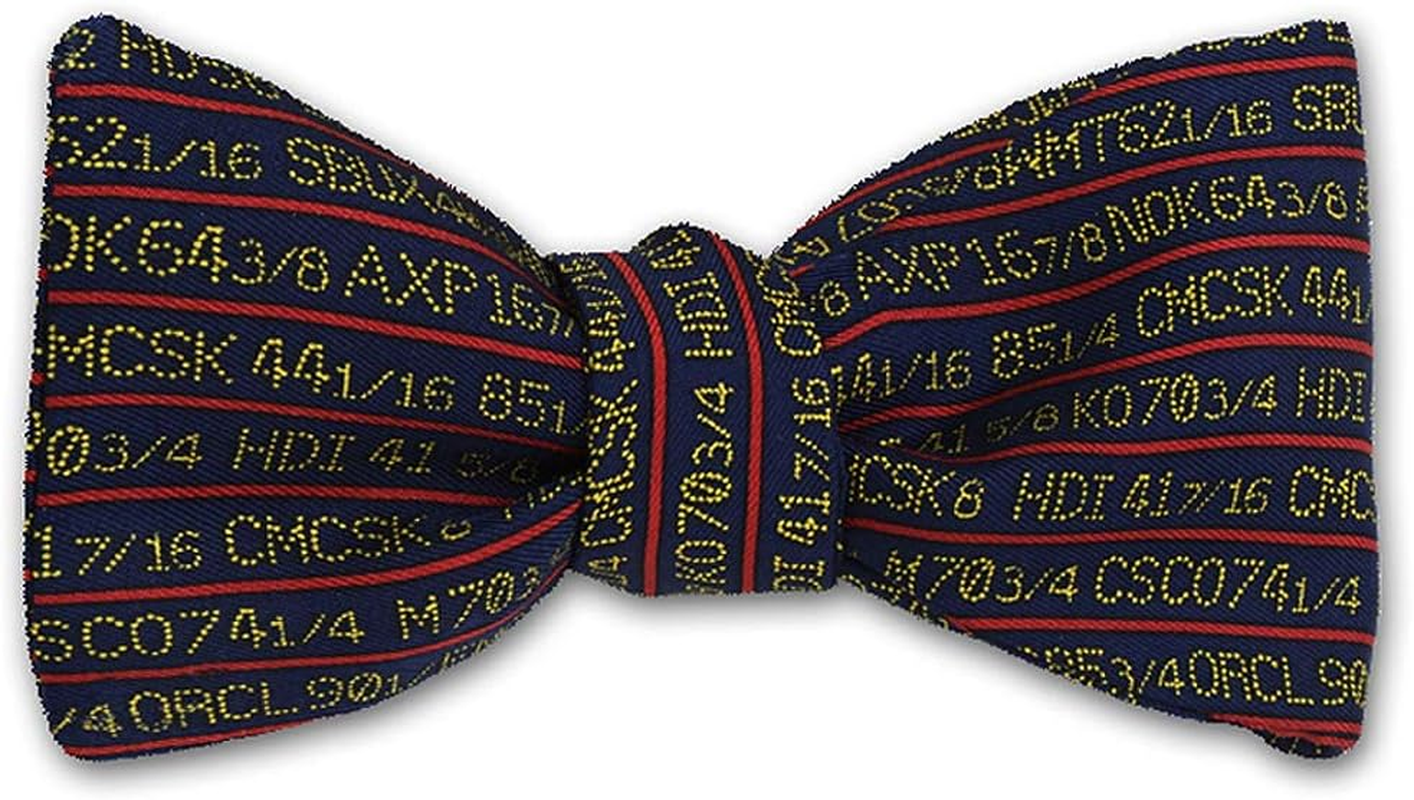 Josh Bach Mens Wall St. Stock Market Ticker Self-Tie Silk Bow Tie Made in USA image number 1