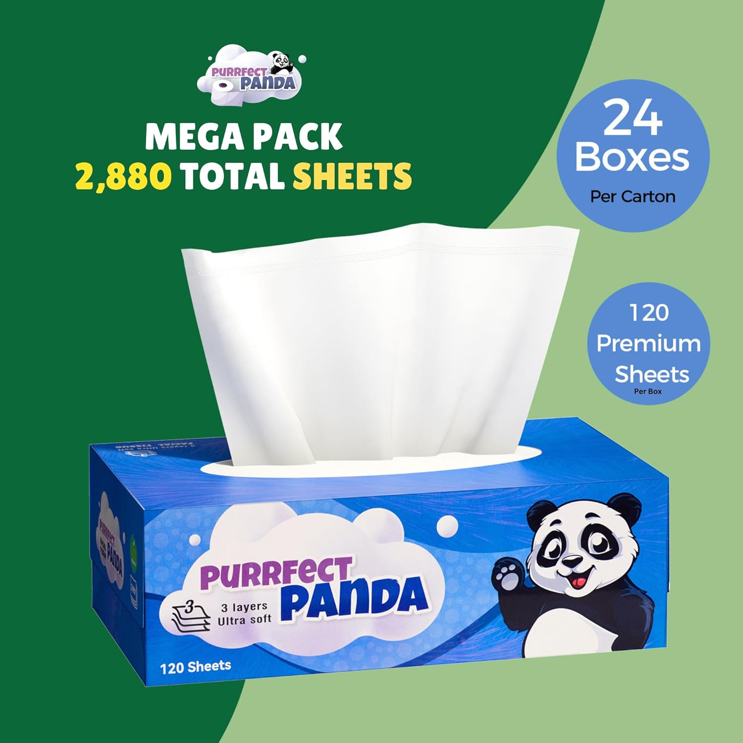 Soft Facial Tissues 24 Packs 3-Ply, Large 120 Tissues/Pack (2880 Total Tissues), Gentle and Absorbent, Ideal for Home, Office, and Travel Use &ndash; Bulk Carton Packaging image number 4