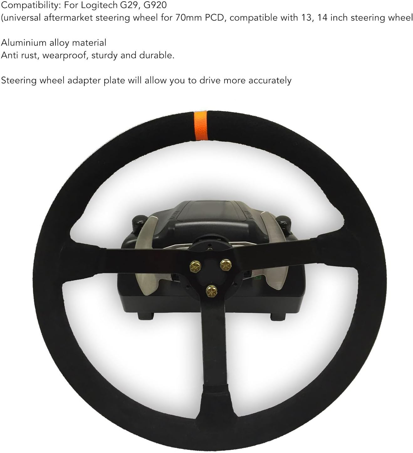 Steering Wheel Hub Adapter, Steering Wheel Adapter Plate Black 70Mm Hole Spacing Aluminium Alloy Accurate Driving for Logitech G25 G27 G29 G920 image number 6