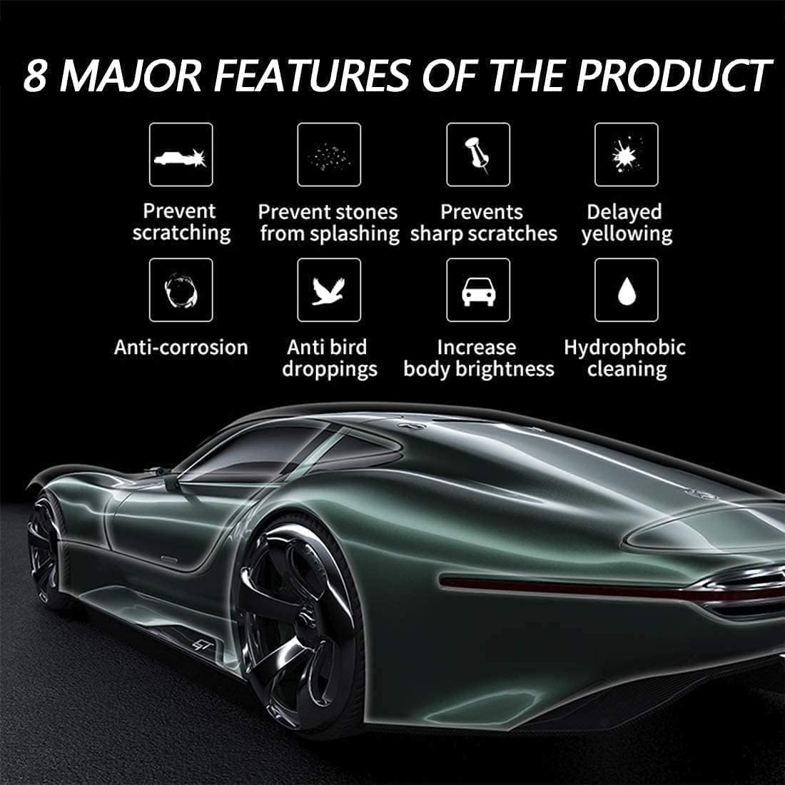 Clear Protective Vinyl Wrap Guard Film, Clear Gloss Paint Protection Bulk Film, Transparent Self Adhesive Film Wrap Roll without Bubble for Moto, Car DIY Interior (30Cm X 300Cm)