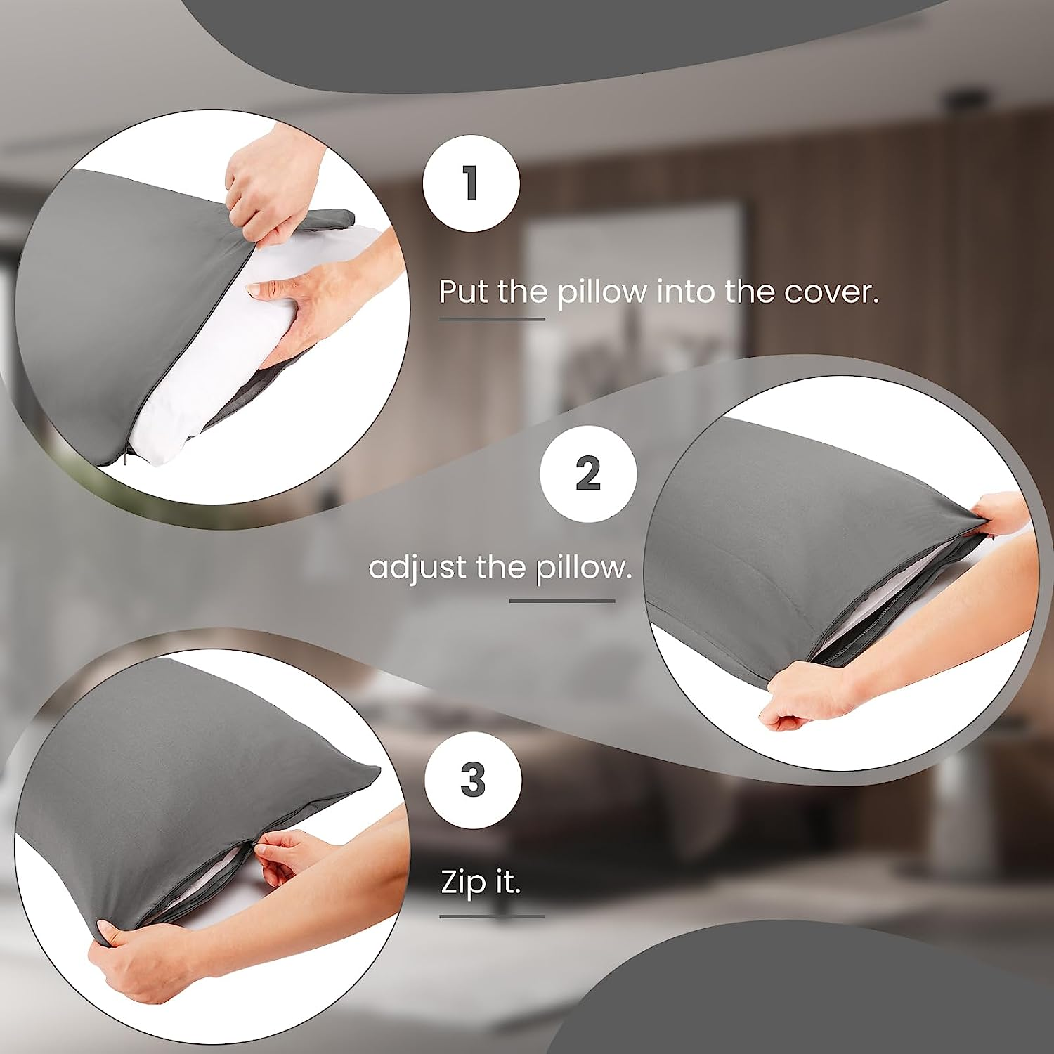 EVOLIVE Ultra Soft Microfiber Body Pillow Cover/Pillowcases 21"X54" with Hidden Zipper Closure (21"X54" Body Pillow Cover, Fuchisa Red) image number 6