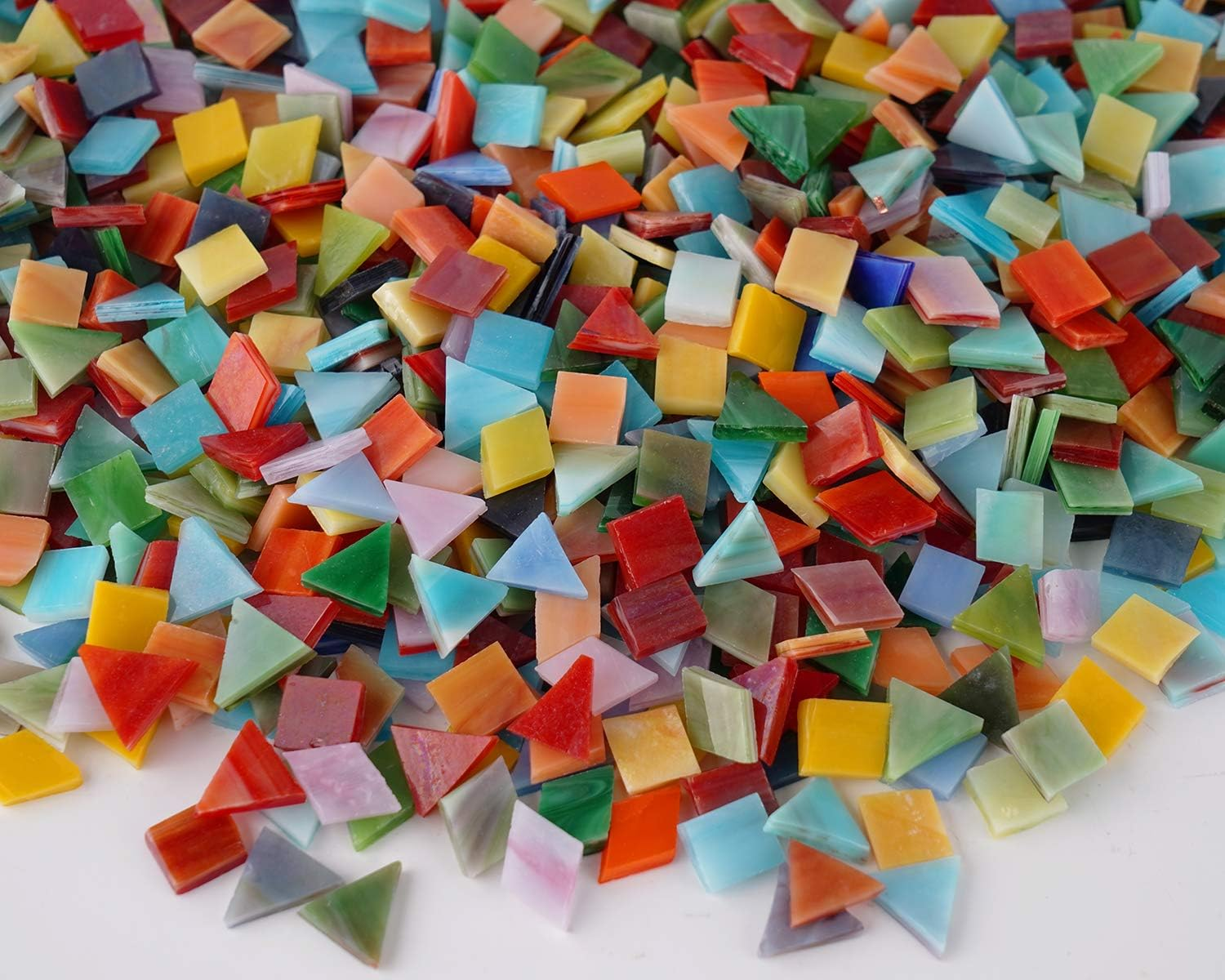 Lanyani 1600 Pieces/2.2 Pounds Vibrant Mixed Glass Mosaic Tiles for Crafts Cathedral Stained Glass Pieces - Assorted Colors and Shapes-Great Value Pack, Opaque&hellip; image number 4