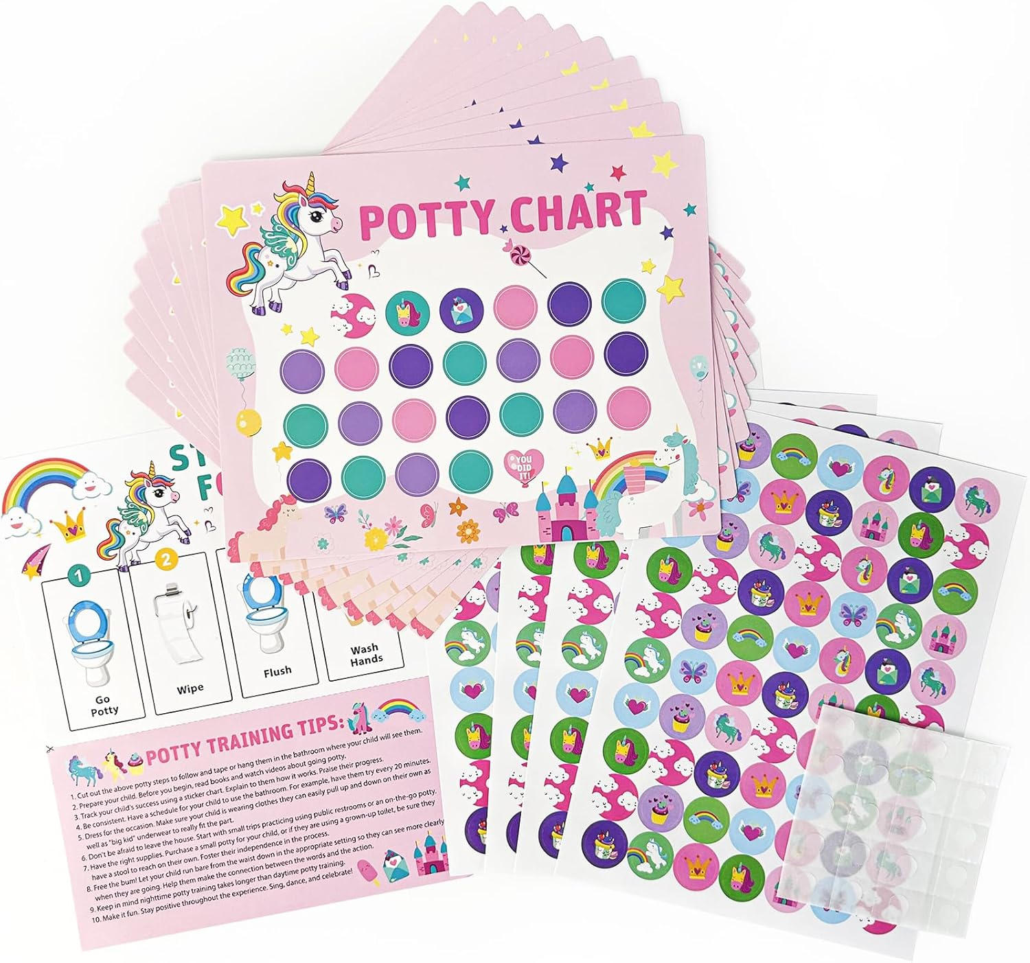 Potty Training Sticker Chart, Cartoon Potty Chart with Stickers, 15Pcs Potty Training Chart Potty Reward Toilet Sticker (Mermaid)