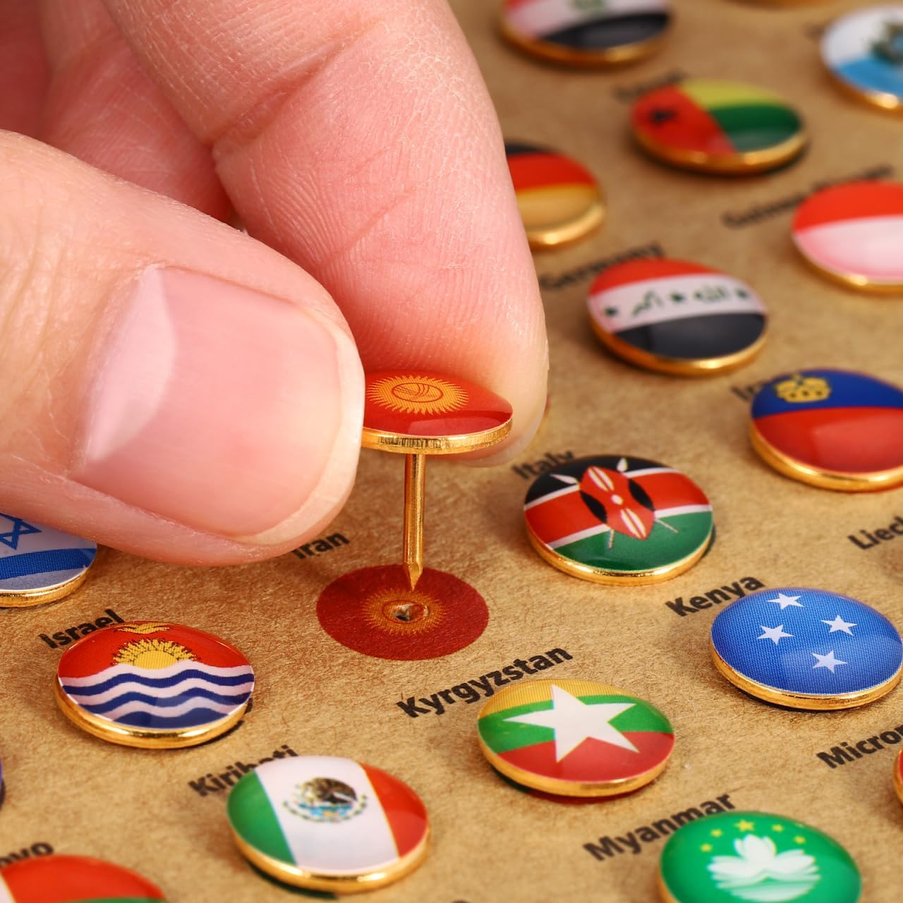 VANZACK 291Pcs Flags Push Pin, National Thumb Tacks for Travel Map,Push Pin World Map National Flag Thumbpins image number 4