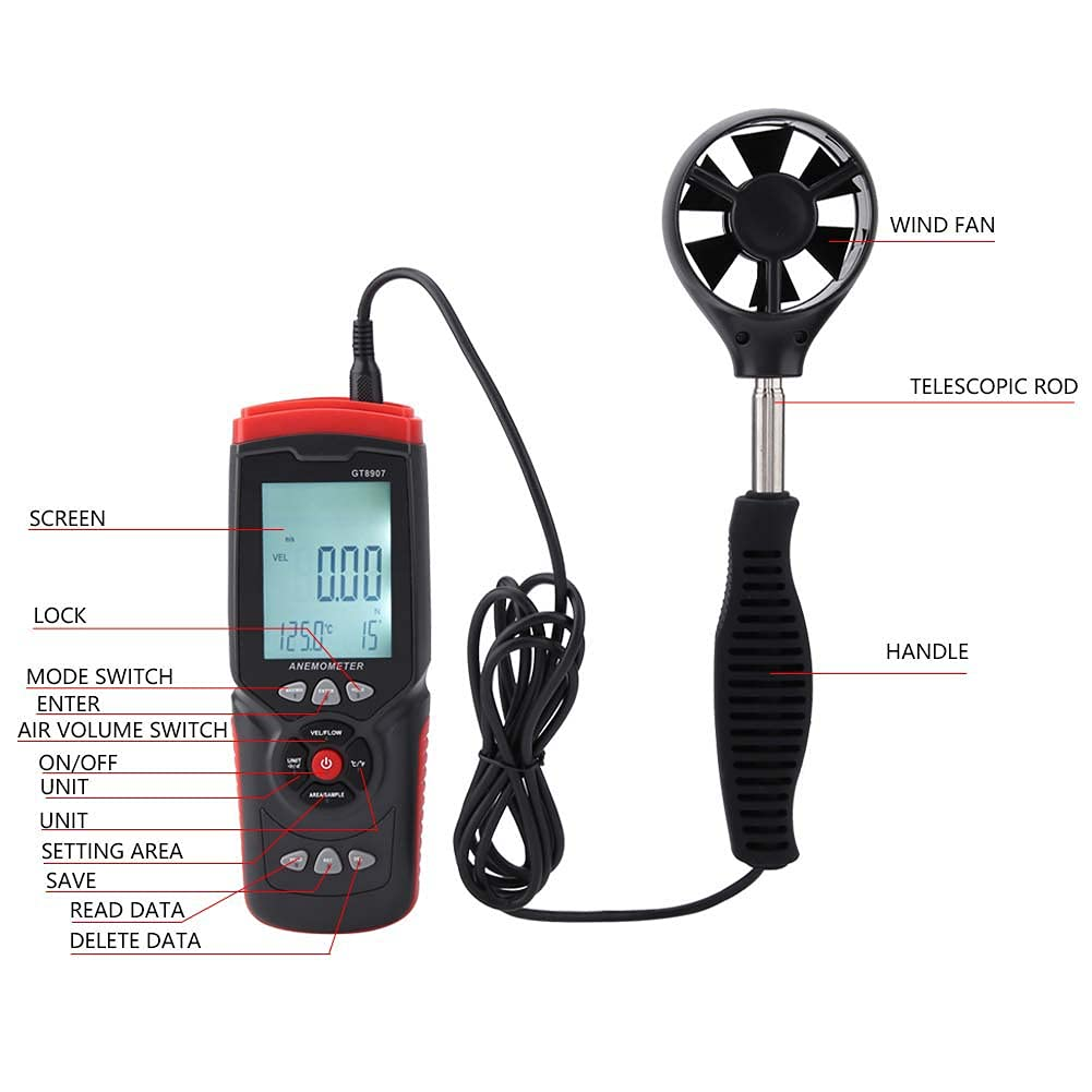 GT8907 Digital USB Anemometer for Accurate Wind Speed, Temperature, Humidity, and Air Measurement &ndash; Multifunctional Wind Meter for Home, Office, and Outdoor Use image number 3