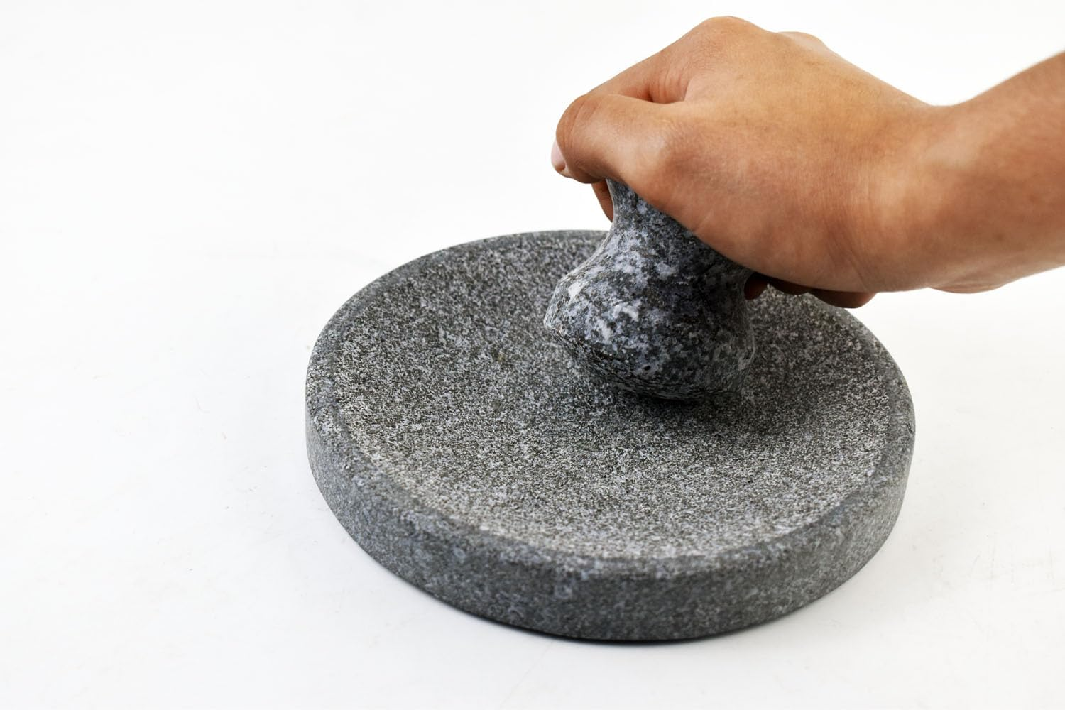 Small Size 6In/15Cm Granite Grinder Mortar and Pestle Set Stone Plate Set for Spice and Salt on Camping Primitive Lava Dish (1.8 Lbs-0.8 Kg) image number 5
