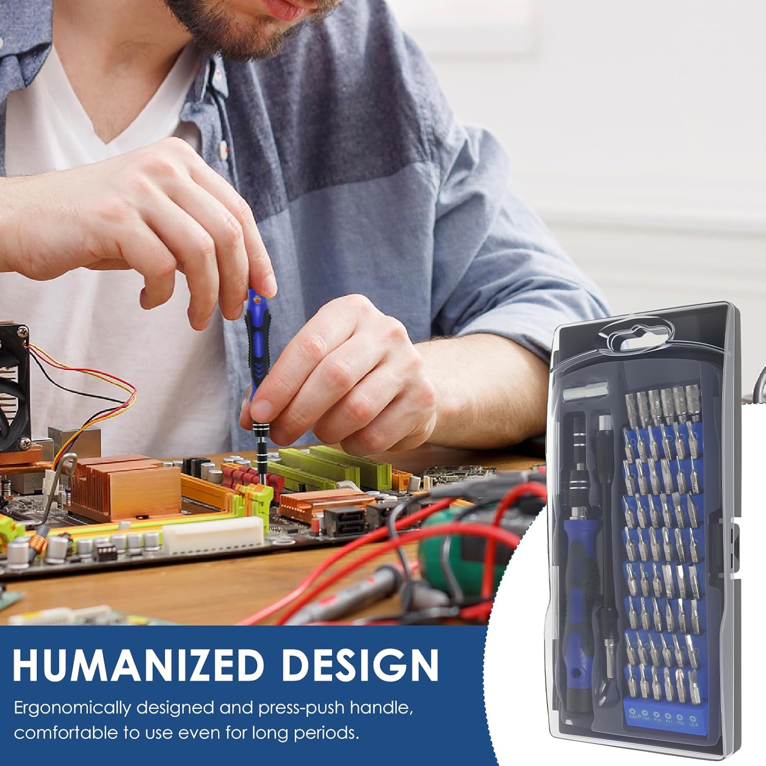 58 in 1 Precision Screwdriver Set with 54 Bits Magnetic Driver Set with Flexible Shaft & Extension Rod Professional Repair Tool Kit for Electronics PC Mobile Phone Watch(58 in 1) image number 5