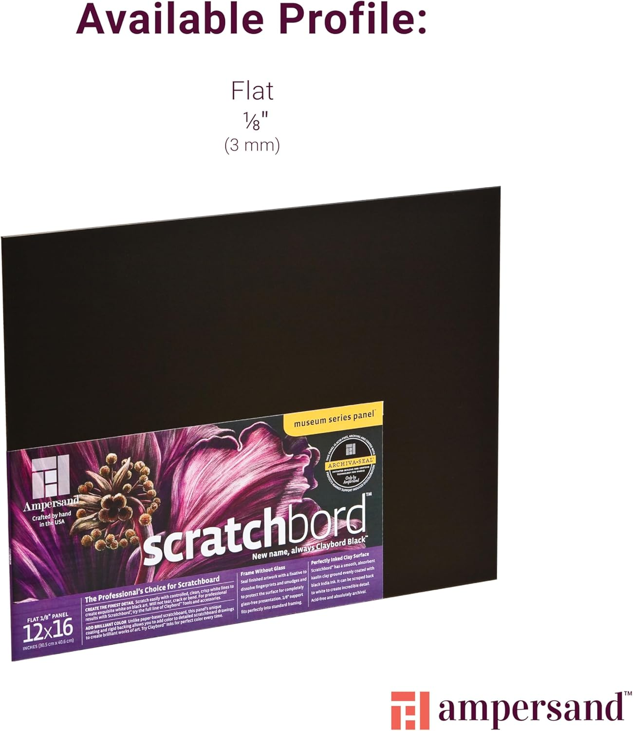 Ampersand Art Supply Scratch Art Panel: Museum Series Scratchbord, 1/8 Inch Flat Profile, 9" X 12"