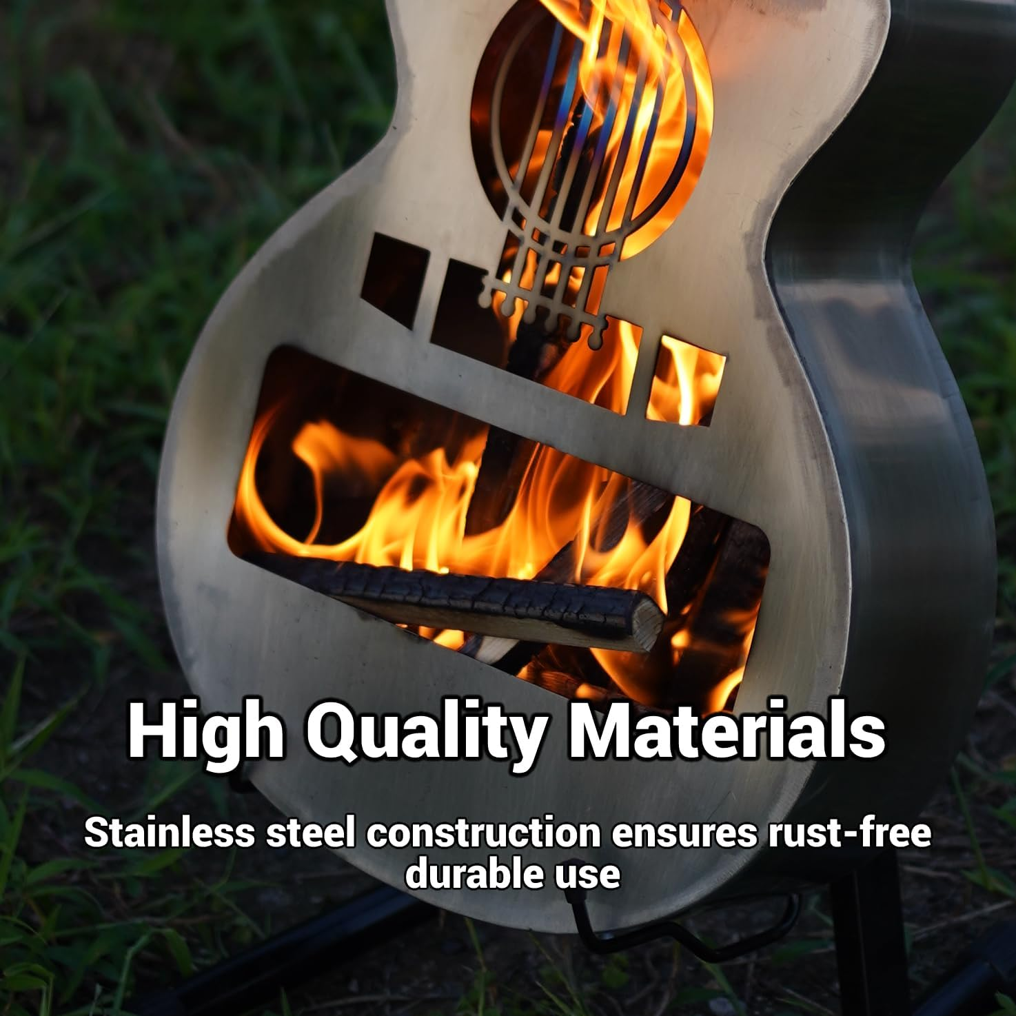 Portable Outdoor Solo Stove Fire Pit Brazier, Personalize Wood Burning Smokeless Fireplace Stainless Steel Guitar Style Firepit with Carry Bag for Camping Party Patio Yard Garden Picnic Bonfire image number 2