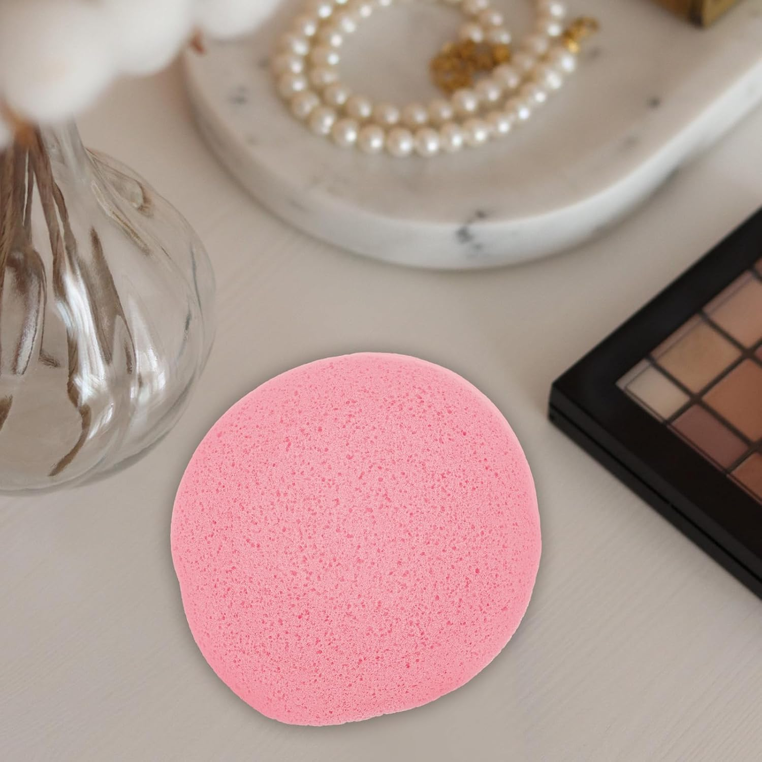 MUSISALY 50Pcs Compressed Facial Cleansing Sponges, Pink Single-Use Compressed Face Washing Sponge with Seaweed Extract, Exfoliating Makeup Removal Puff for Daily Skincare and Travel image number 2