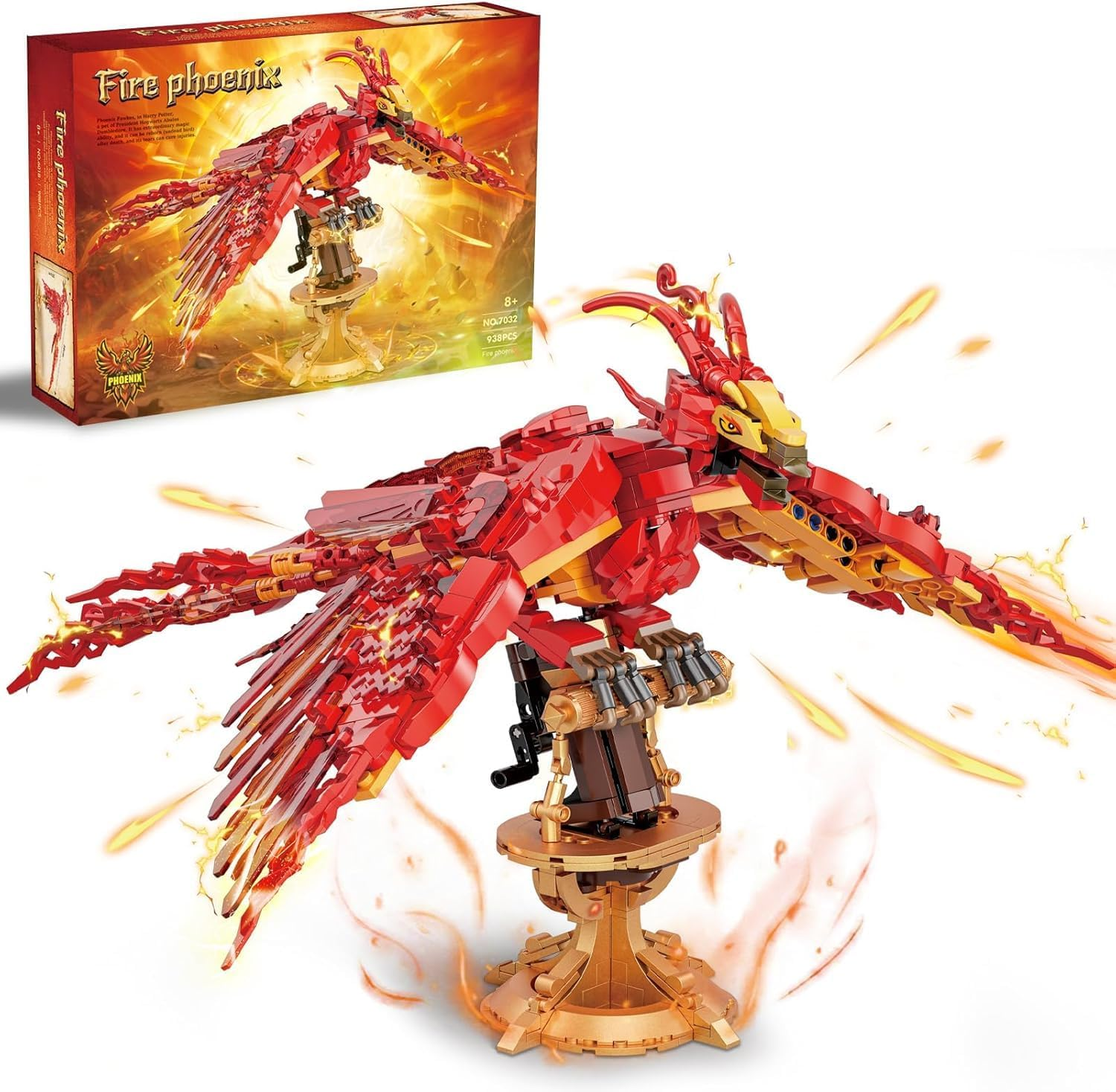 Magic Fire Phoenix Building Block Set, Phoenix Collection Model for Adults, Ideas Building Toy Gifts for Kids Boys and Girls Ages 8+, Easter Decor Gifts(938 PCS) image number 5