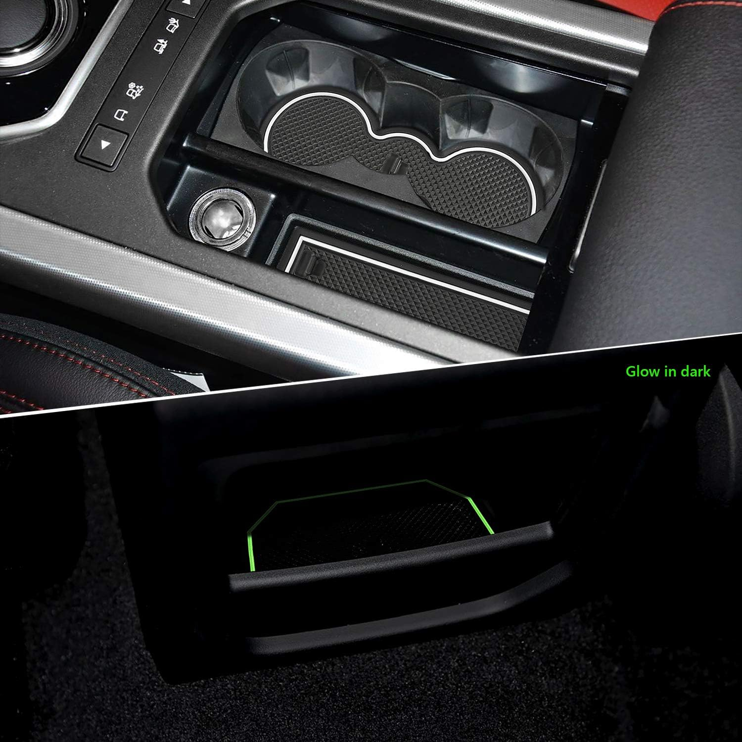 Auovo 8Pcs Anti-Dust Mats for Range Rover Evoque Accessories 2012-2018 Custom Fit Center Console,Car Cup Holder Inserts,Door Liners Interior for Land Rover (Black)