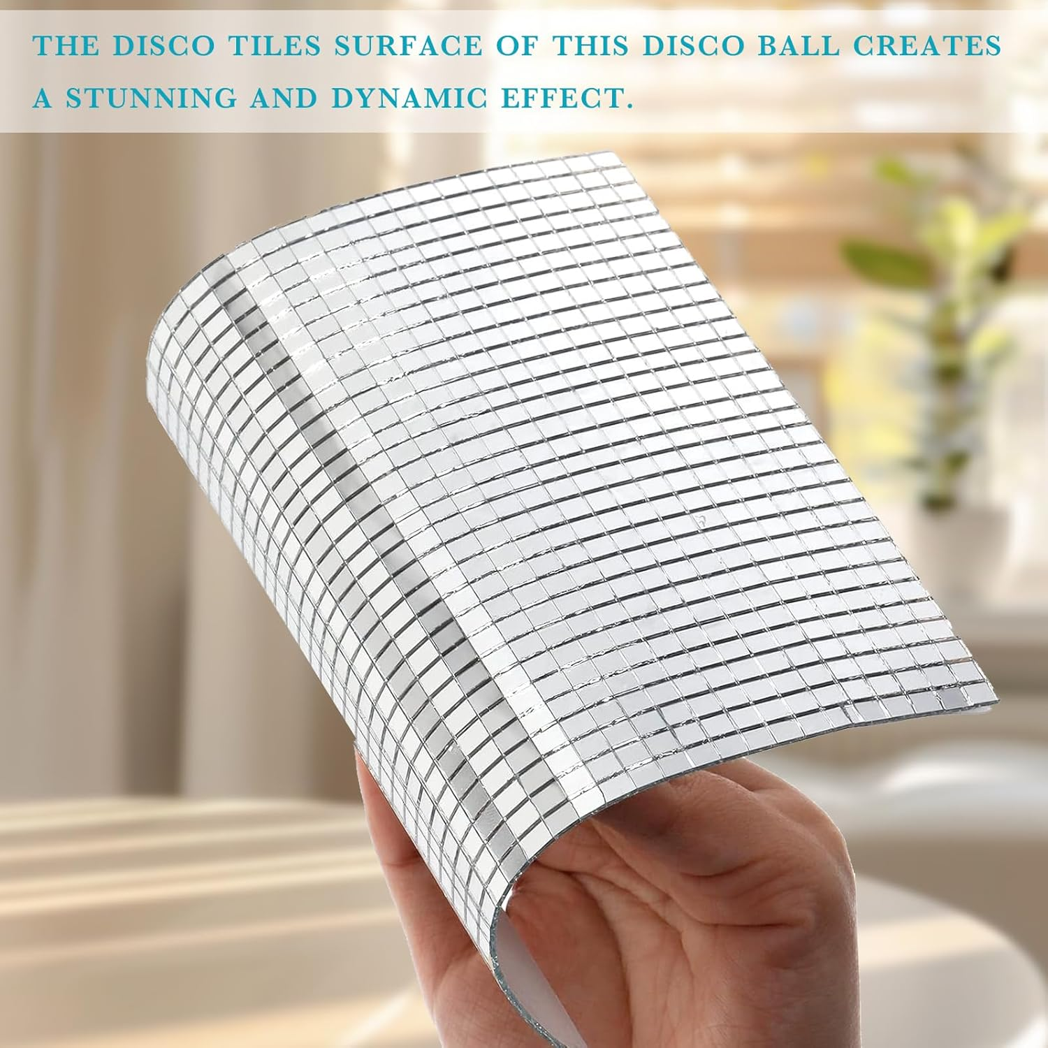 5400PCS Mirror Tiles Self Adhesive,Mini Square Mosaic Glass Pieces, Disco Ball Stickers,Tile Adhesive Sheet,Mirror Sticker,Mosaic Tiles for Crafts Bulk,Disco Ball, Art,Home Decoration (Silver,5X5Mm) image number 4