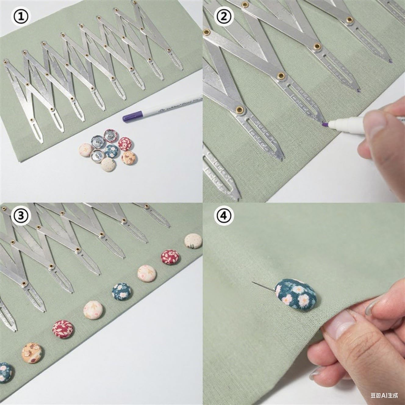 Aluminum Sewing Gauge, Expandable Sewing Ruler, Punching Equidistant Ruler, Multiple Equal Distance for Placing Buttons, Hooks, Skirt Pleats image number 4