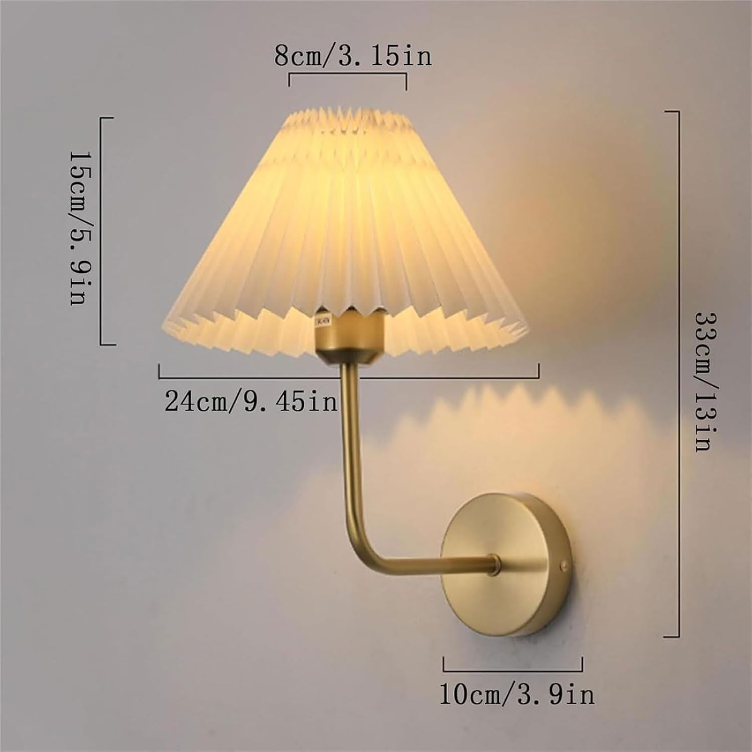 Metal Wall Lamp Lighting Fixture Wall Lamp with Pleated Fabric Lampshade LED Wall Lamp for Bedroom Bedside Bathroom Wall Lighting image number 4