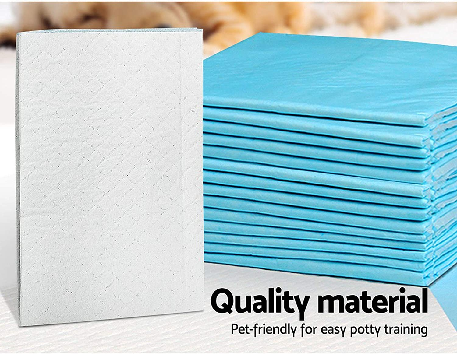 I.Pet Pet Training Pads, 400PCS Leak-Proof Puppy Pad Toilet Dog Pee Padding Mat Dogs Cat Mats Indoor, 60X60Cm Super Absorbent for Pets Puppies Cats Rabbit Blue image number 5