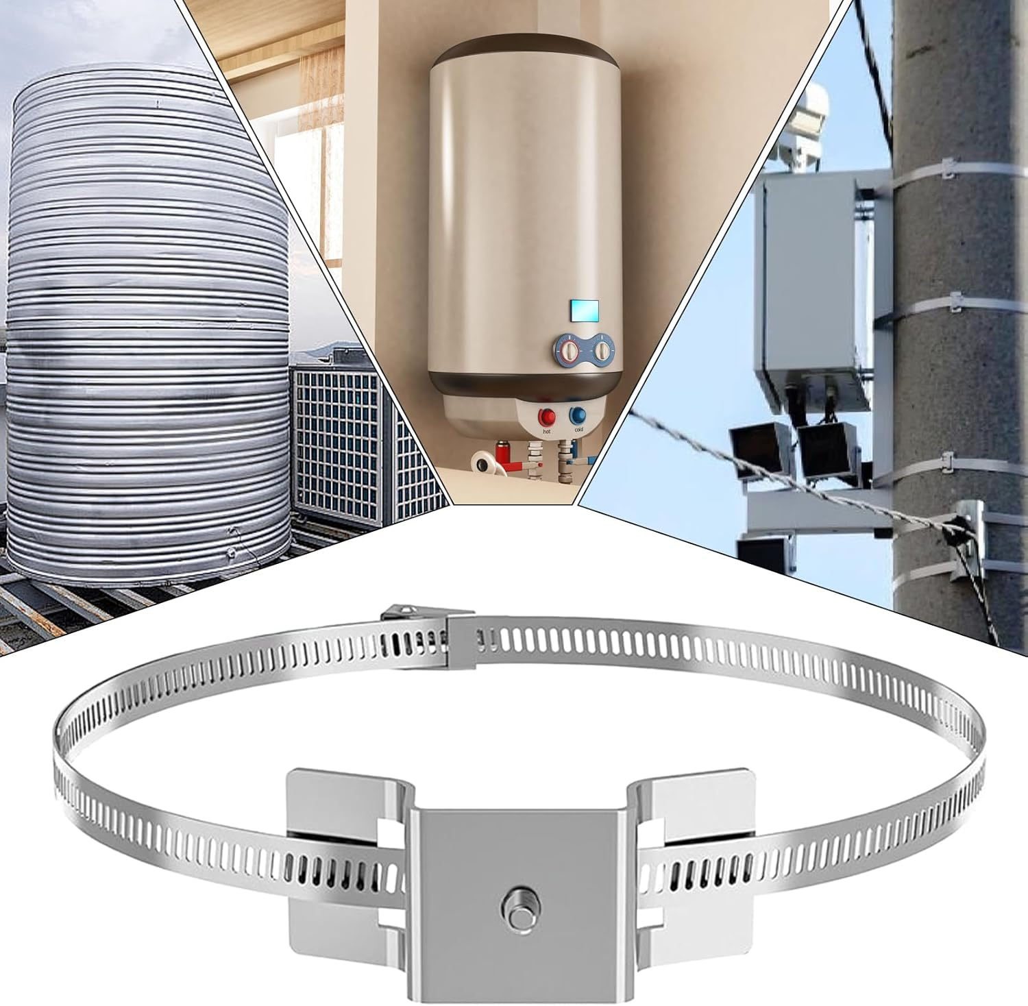 Security Camera Pole Mount - Security Cameras Mounting Rack - Adjustable Heavy-Duty Pole Brackets for Outdoor Indoor House TV Porch Satellite Railing Water Heater image number 6