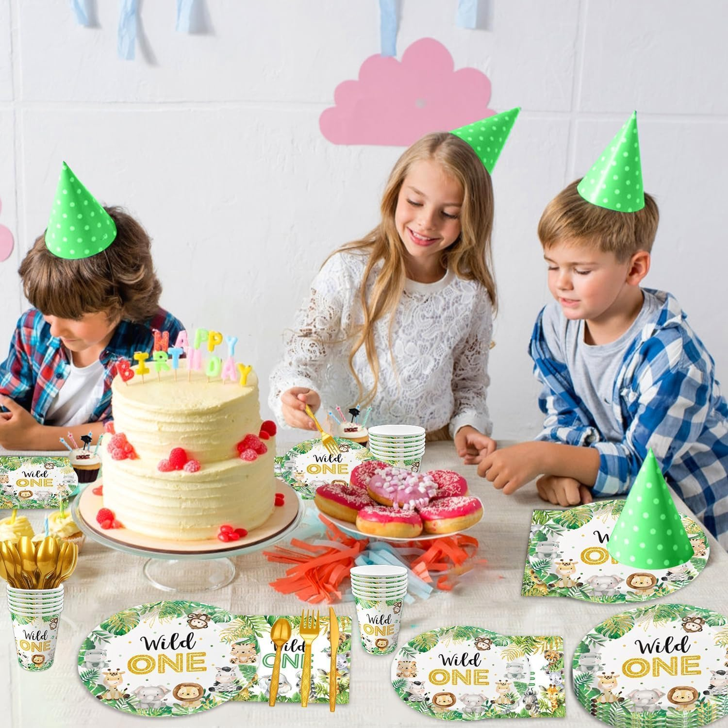 Wild One Birthday Decorations Tableware - Safari Birthday Decorations Including Plates, Cups, Napkins, Animal Jungle Theme Wild One Party Supplies (Serve 25) image number 6