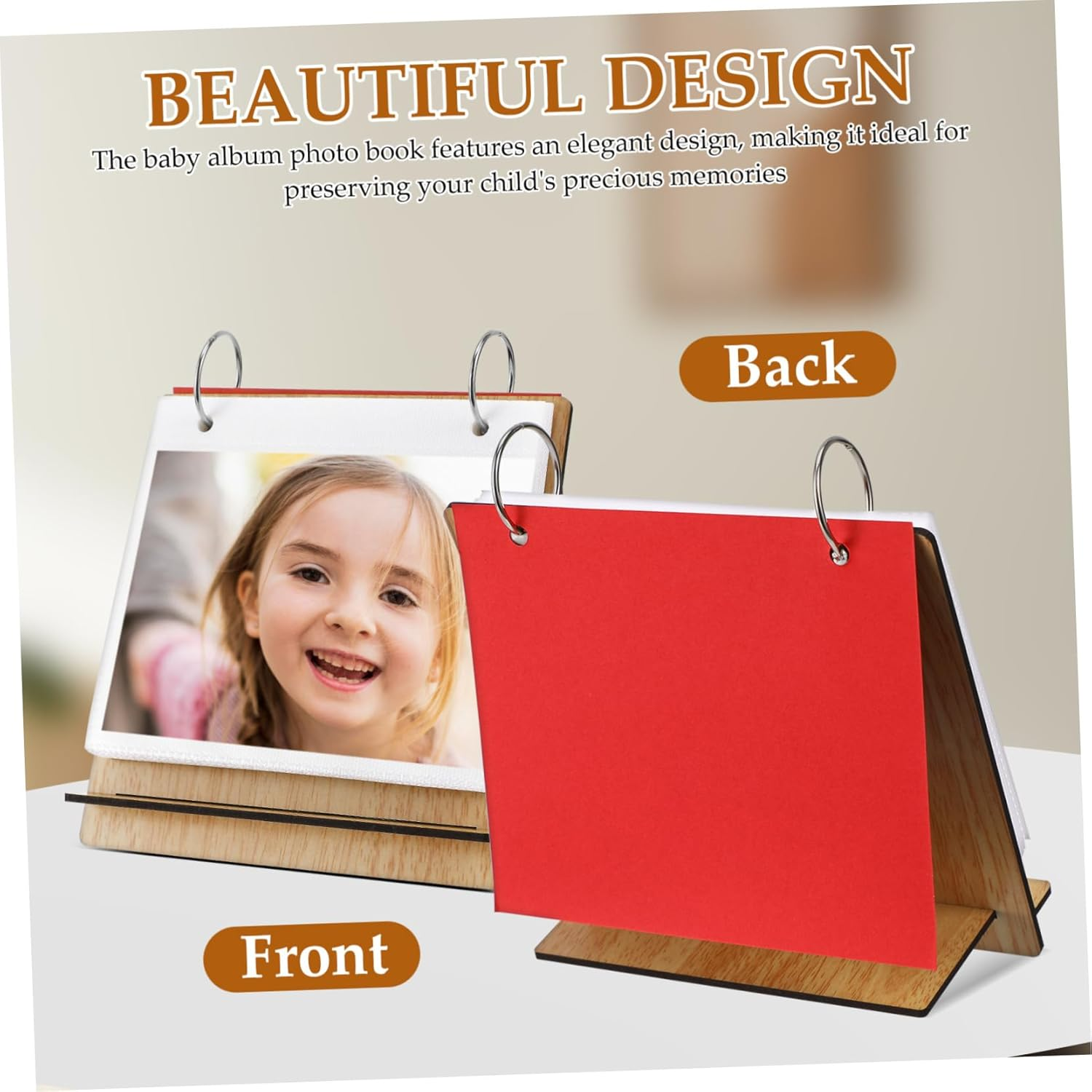 Generic Growth Memory Photo Album Compact Desk Photo Book with Pocket Inserts and Inner Pages for Parents to Document Journey image number 5